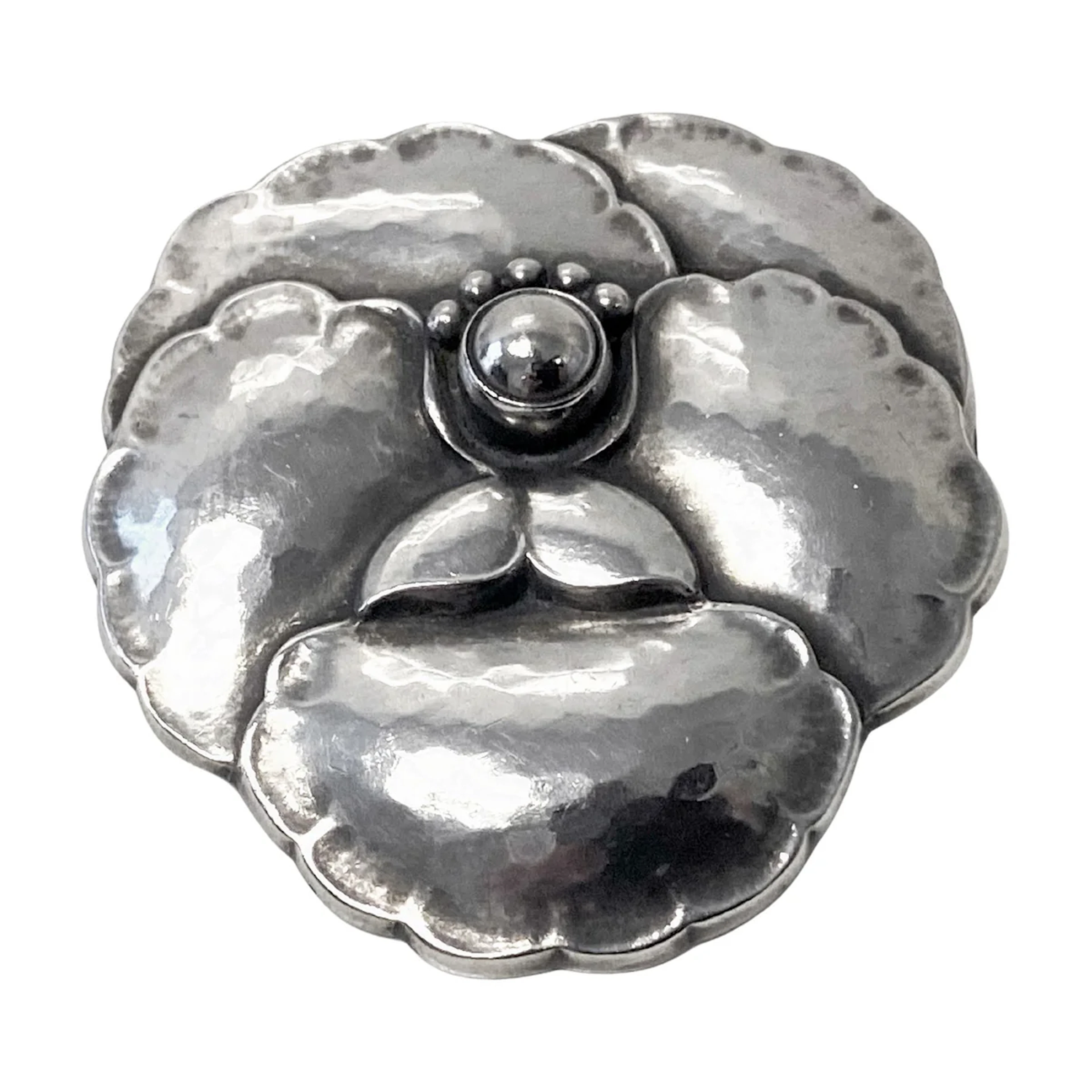 Georg Jensen Sterling Silver Flower Brooch # 113, Denmark 1933-44