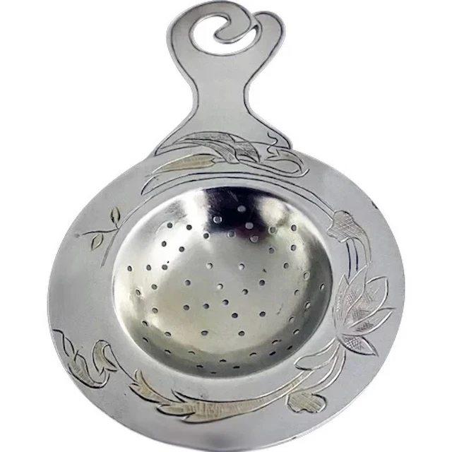 Art Nouveau Aesthetic Sterling Tea Strainer C.1890