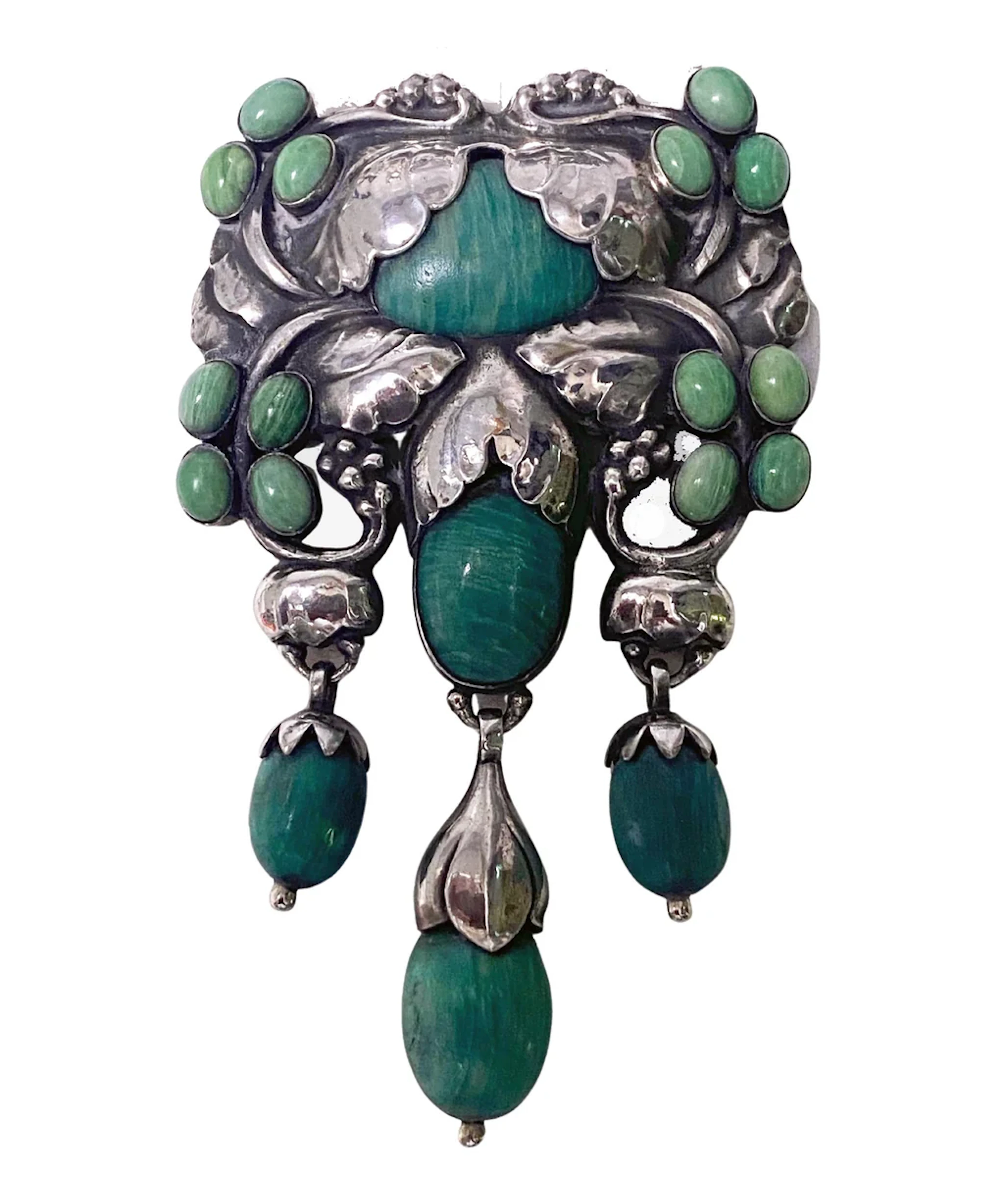 Exceptional Georg Jensen large rare design Silver and Amazonite Master