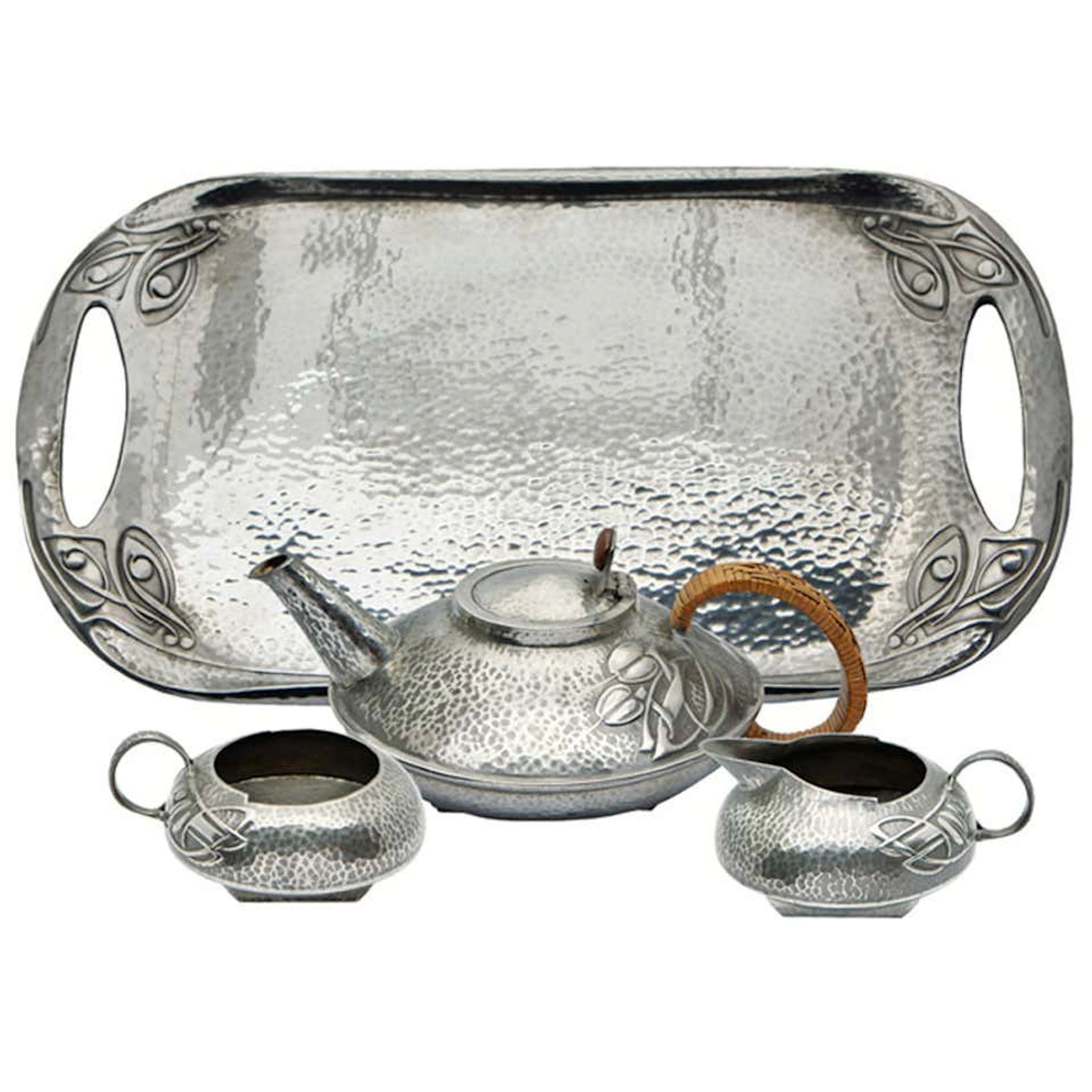 Archibald Knox Liberty Tea Set and Tray, circa 1906