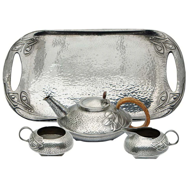 Archibald Knox Liberty Tea Set and Tray, circa 1906