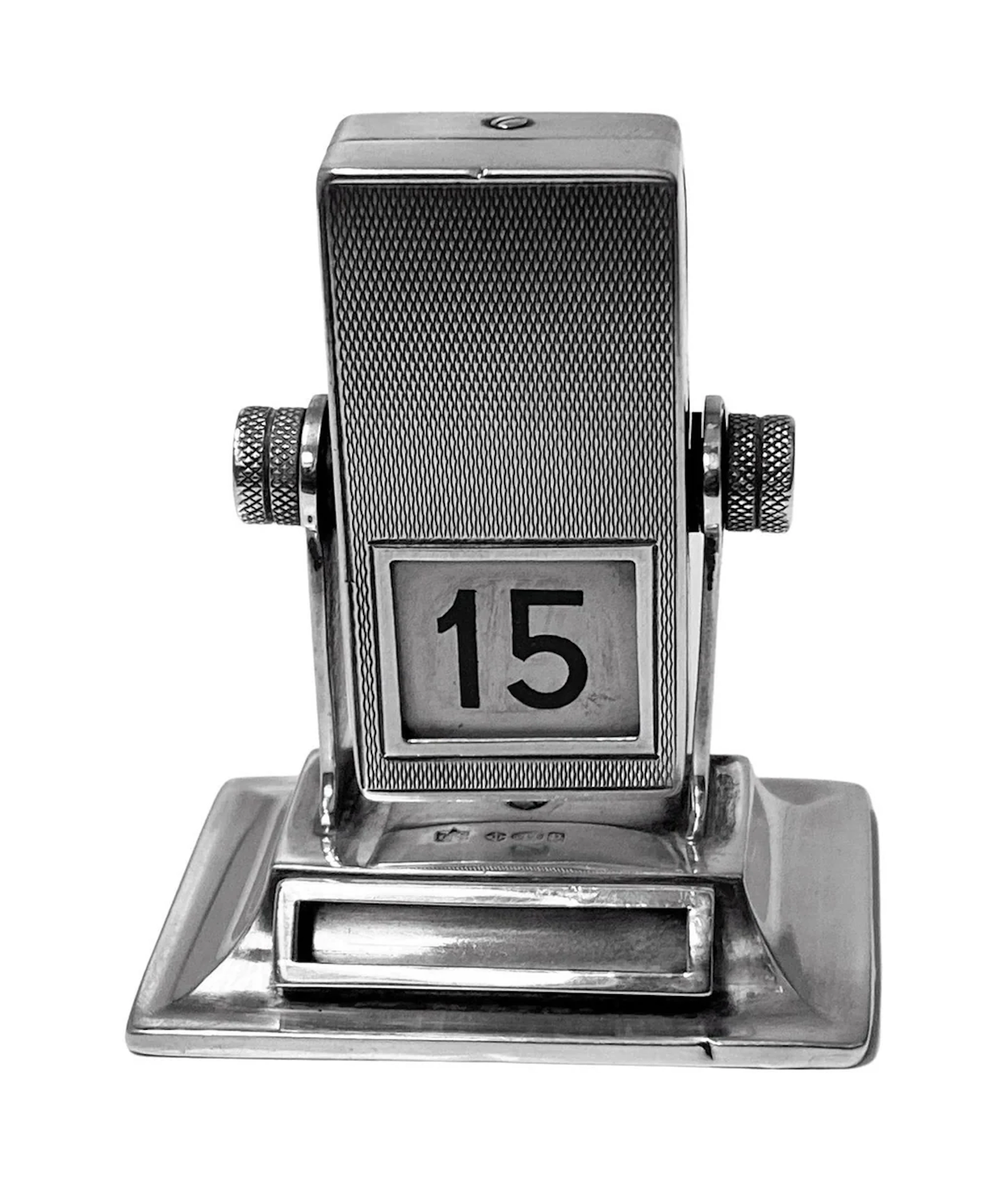 Rare English Sterling silver mechanical rotating desk calendar, London