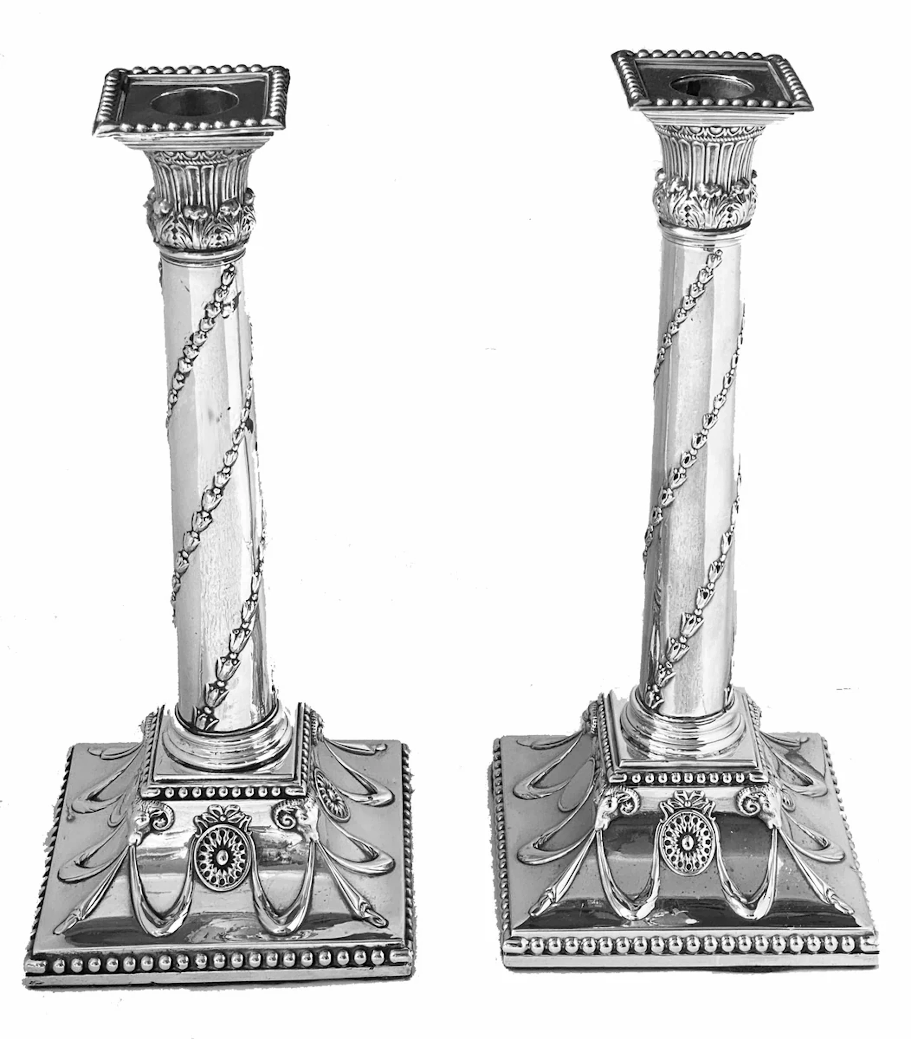 Pair of George 111 Silver Candlesticks 1775 John Hoyland & Co