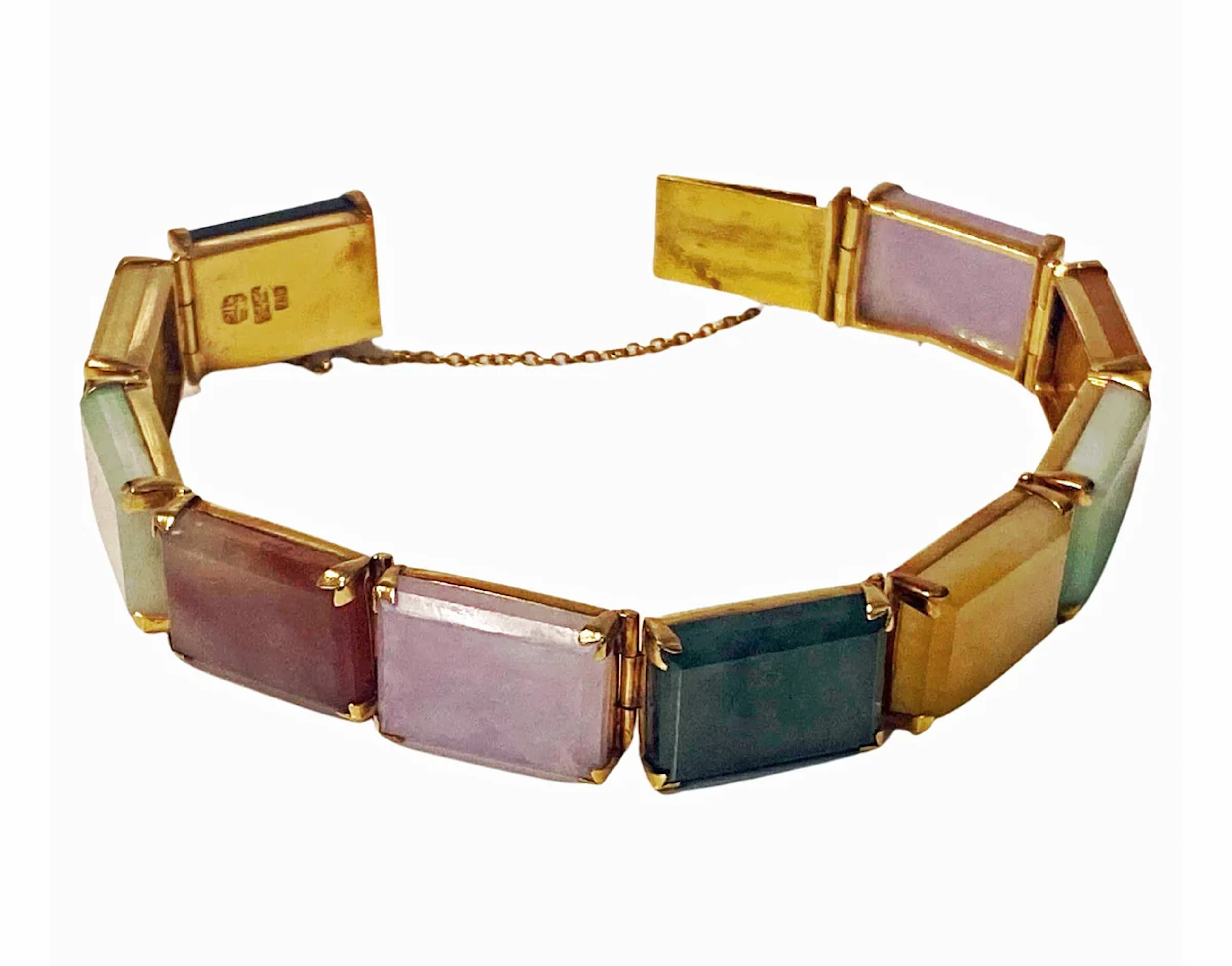 22K Jade panel Bracelet 20th century