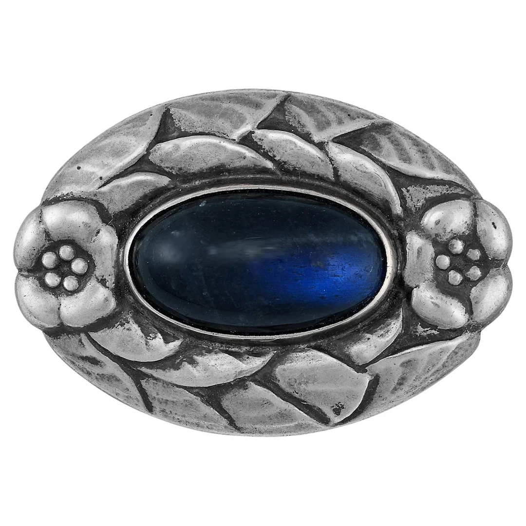 Antique Georg Jensen Labradorite Brooch, Denmark 1915-27