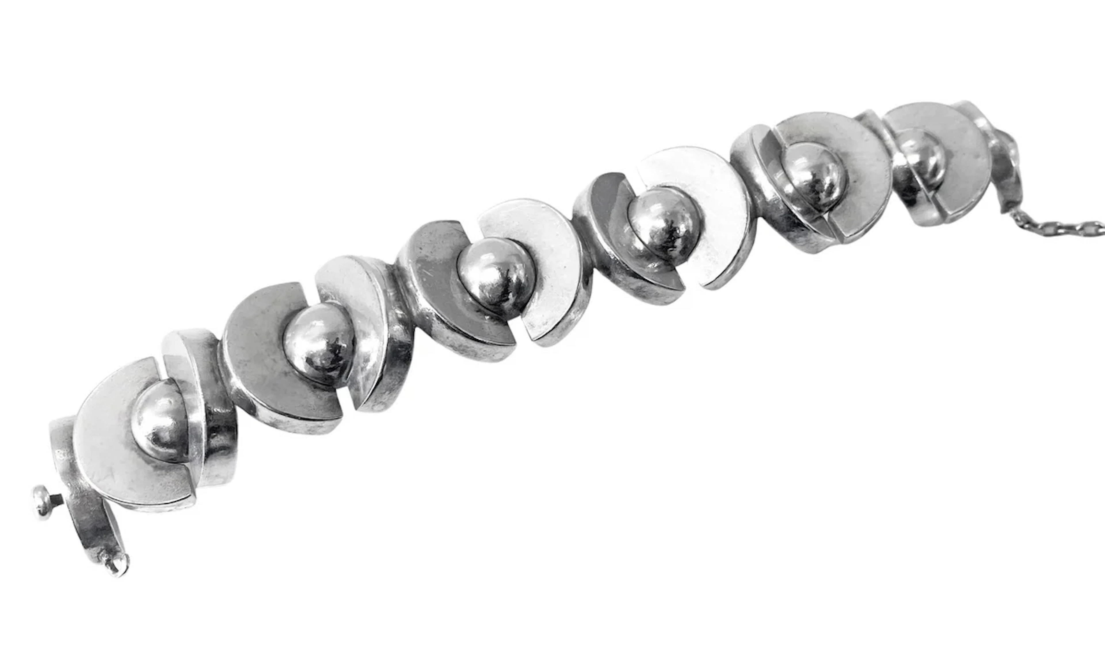 Antoñio Pineda 970 std Silver Mid Century Modernist Bracelet C.1970