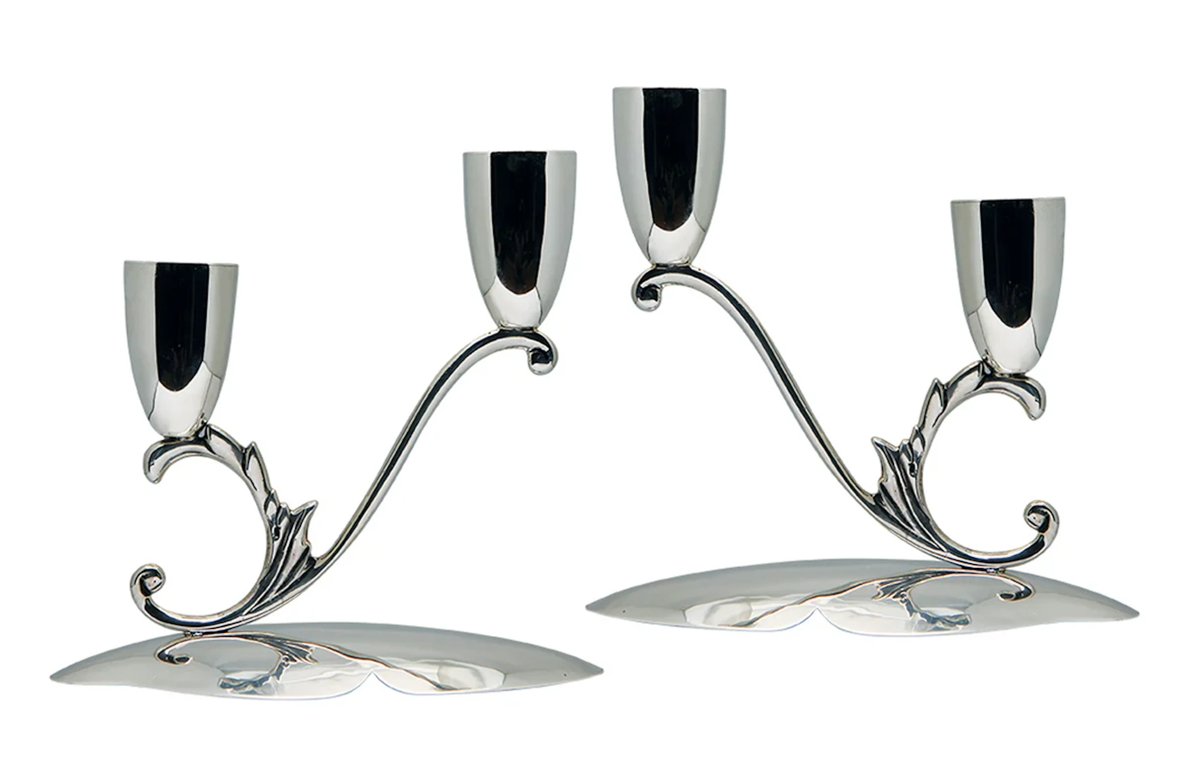 1950s Pair of Midcentury Mexican Sterling Candlesticks Reyes