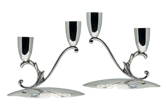 1950s Pair of Midcentury Mexican Sterling Candlesticks Reyes