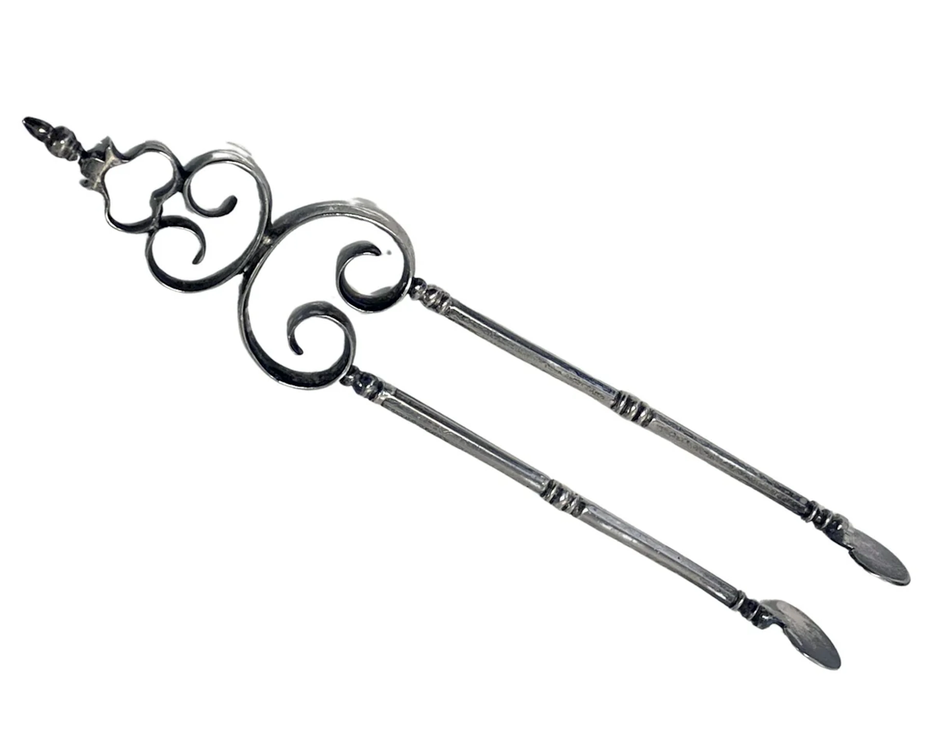 Pair of George 1 Andiron Silver Sugar Nips C.1715
