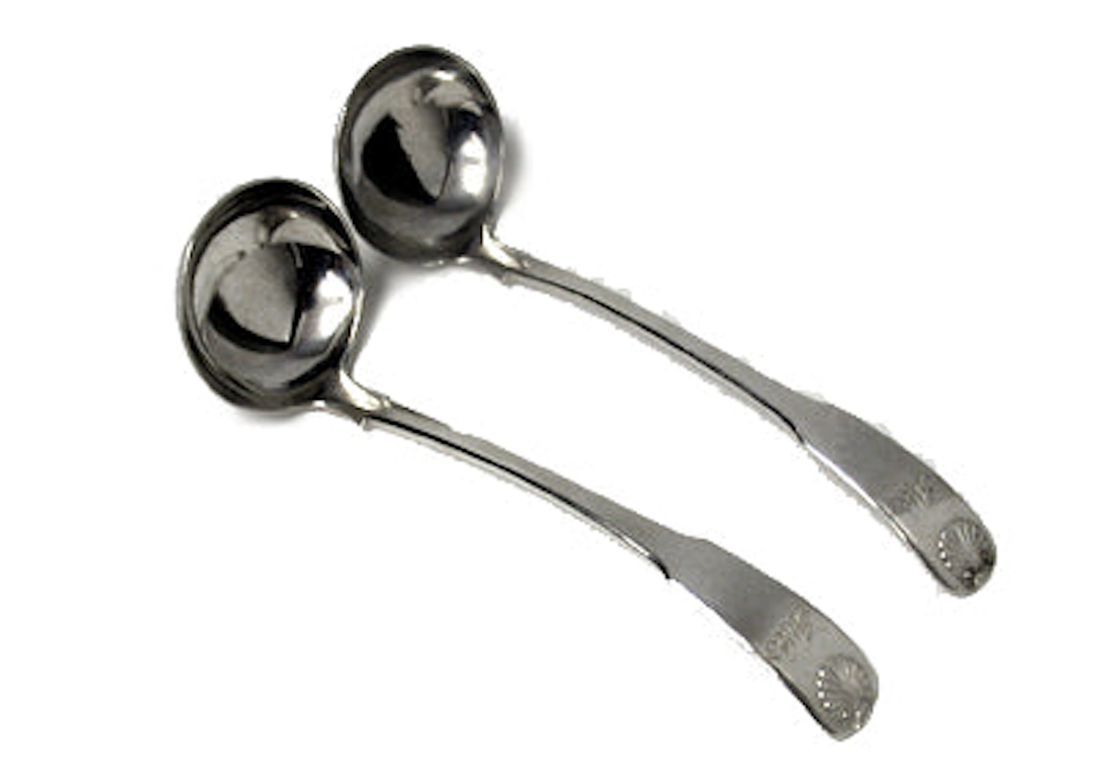 Scottish Georgian Silver Fiddle Shell Ladles, Edinburgh 1821