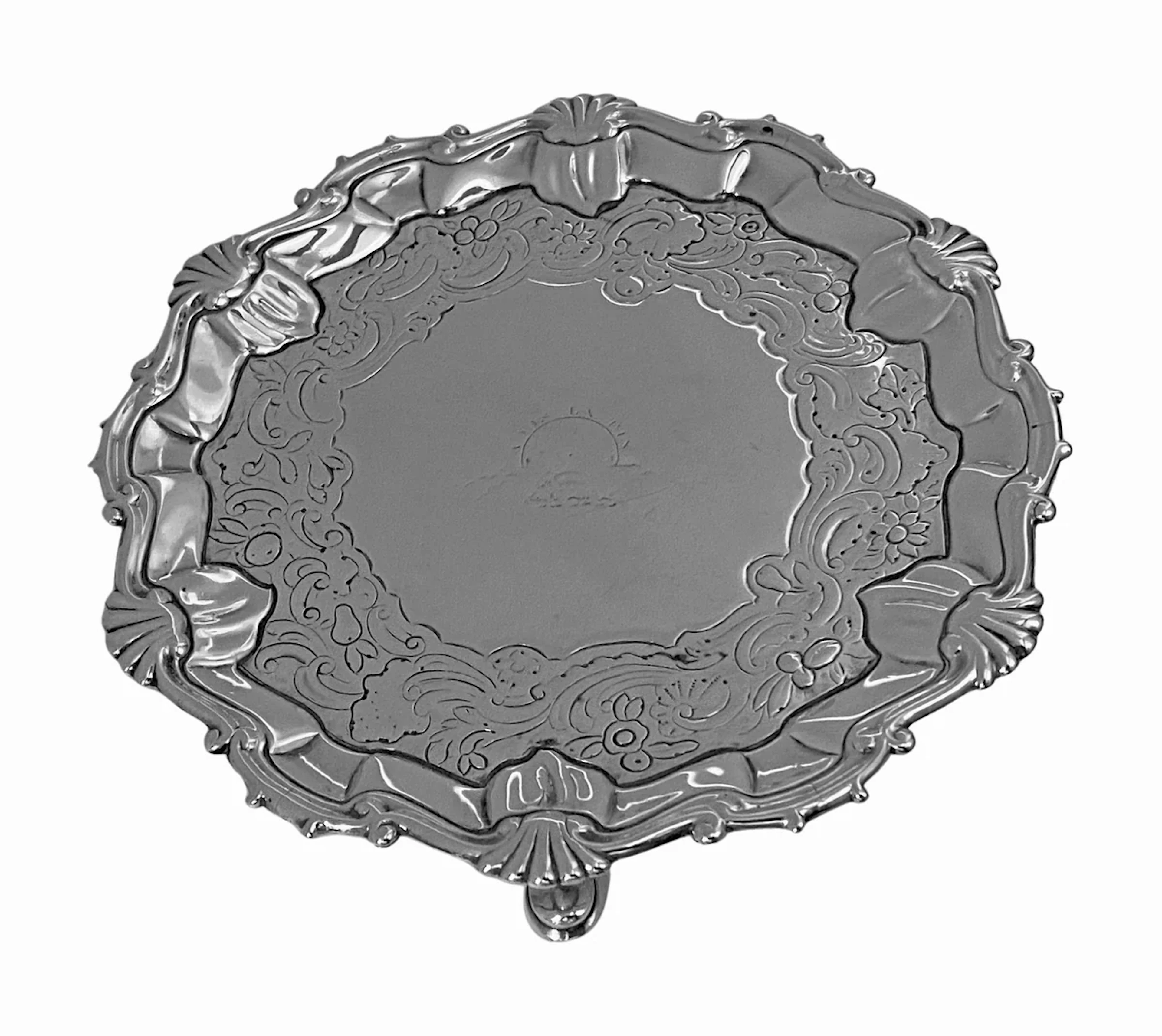 George II Scottish Silver Salver Waiter Edinburgh 1752 Ker and Dempster