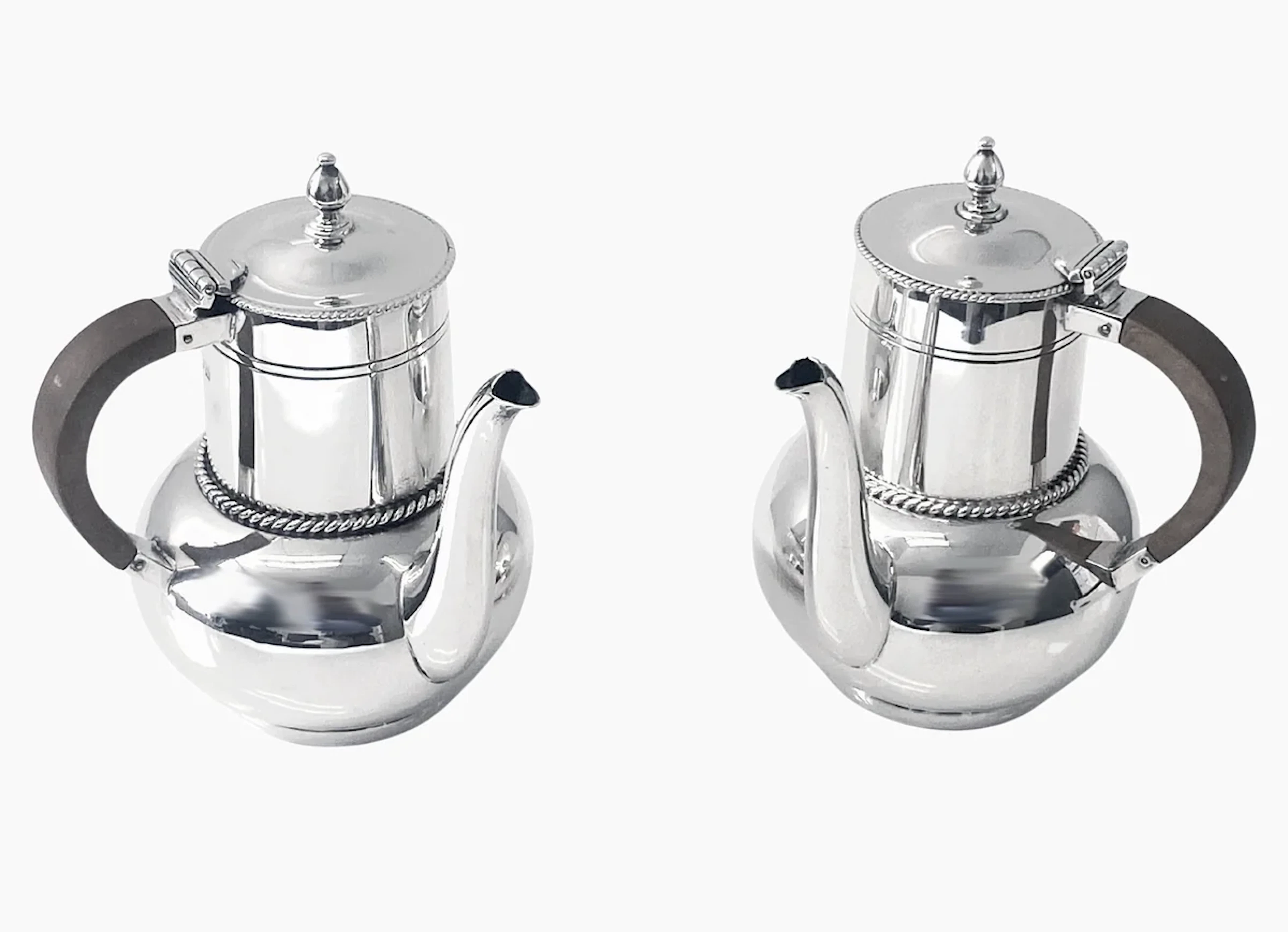 Antique English Silver bachelor's café-au-lait pair, London 1913 Wakely