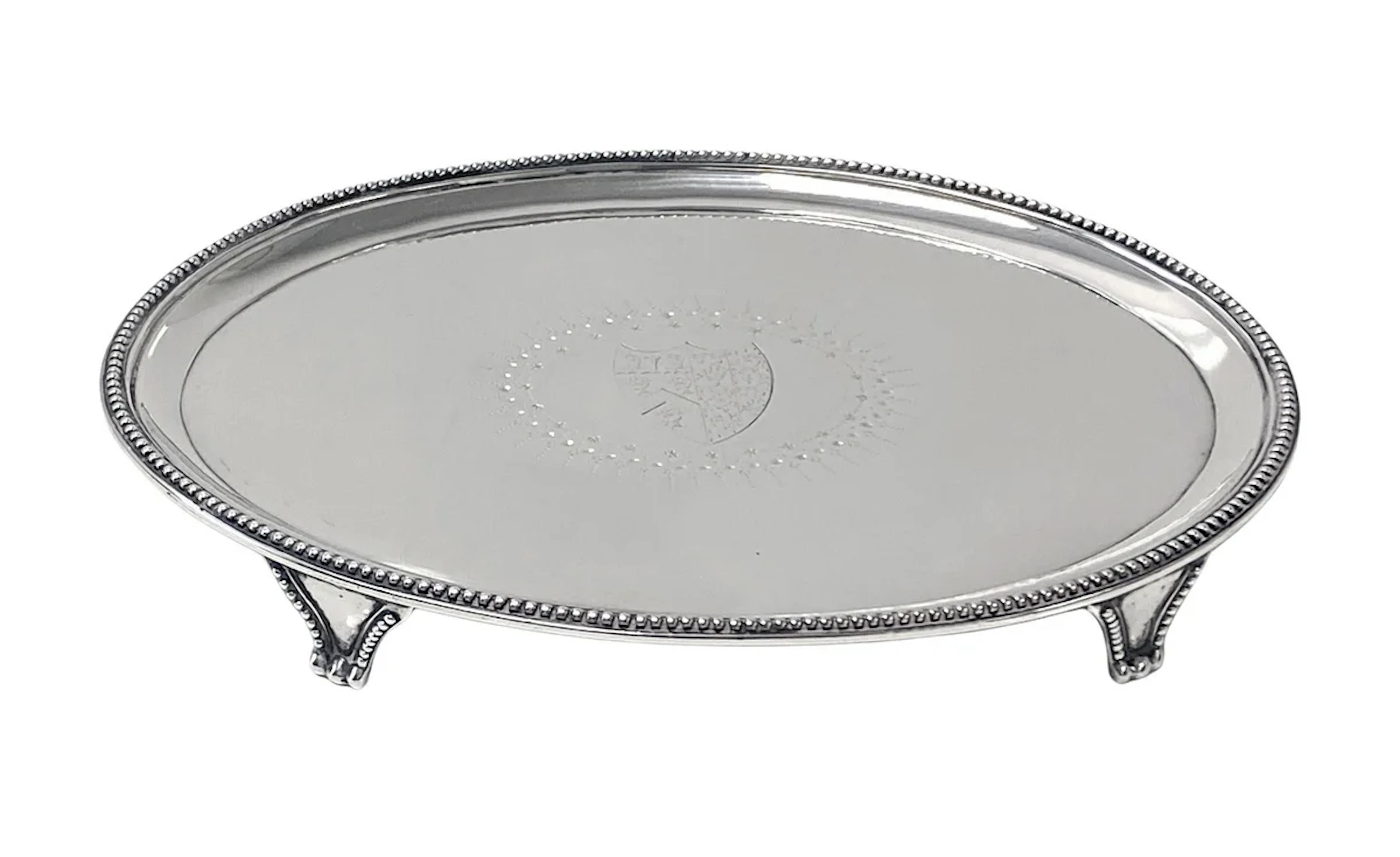 Antique Georgian oval Silver Salver London 1784 Elizabeth Jones
