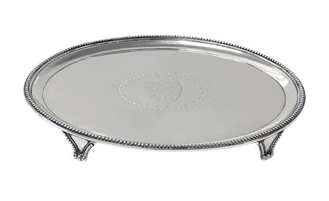Antique Georgian oval Silver Salver London 1784 Elizabeth Jones