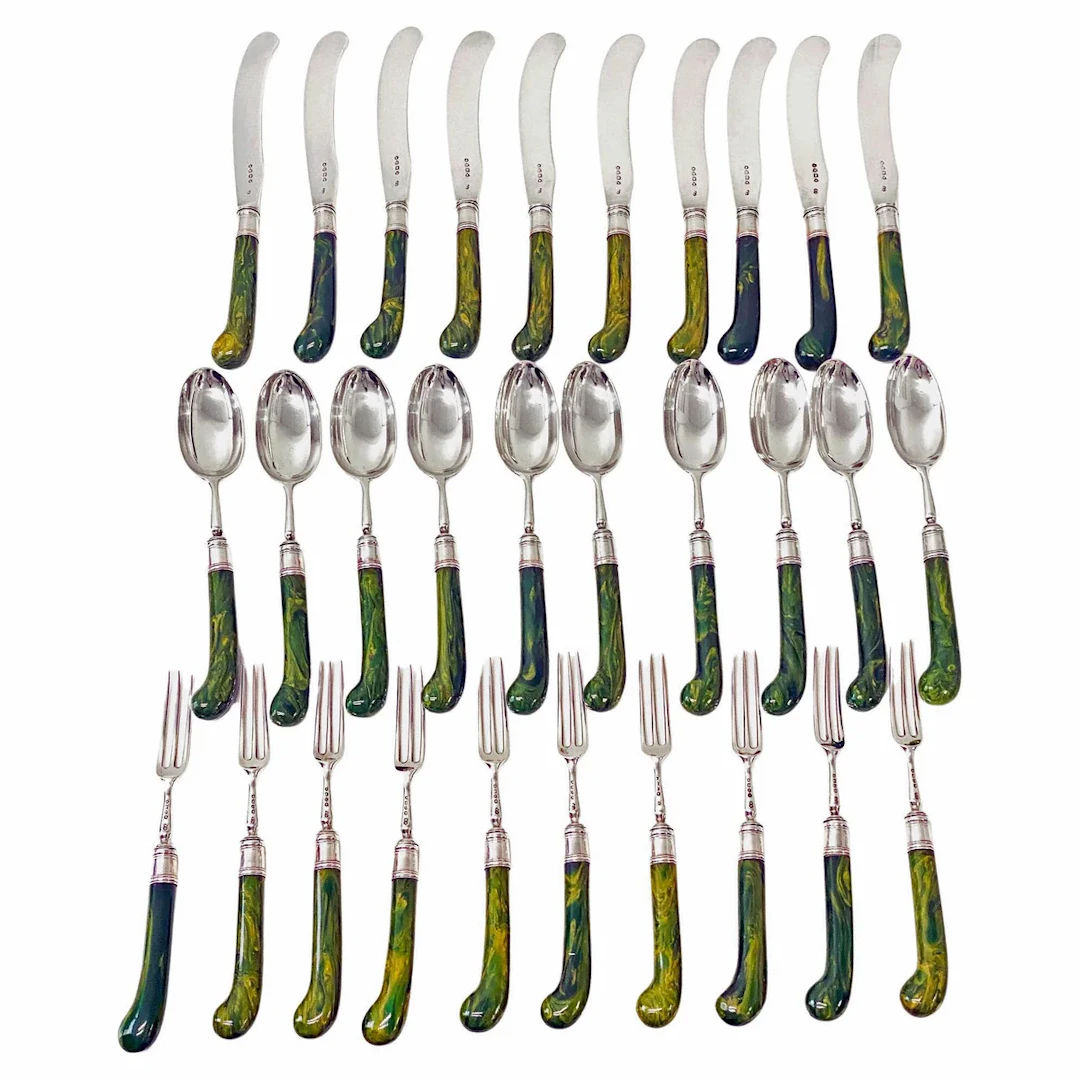 English Antique Silver dessert lunch fruit set London 1878 Geo Adams