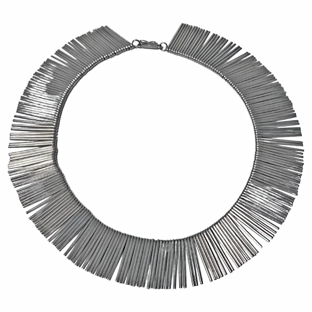 1970s Anton Michelsen Denmark Scandinavian Modernist Silver Fringe Necklace