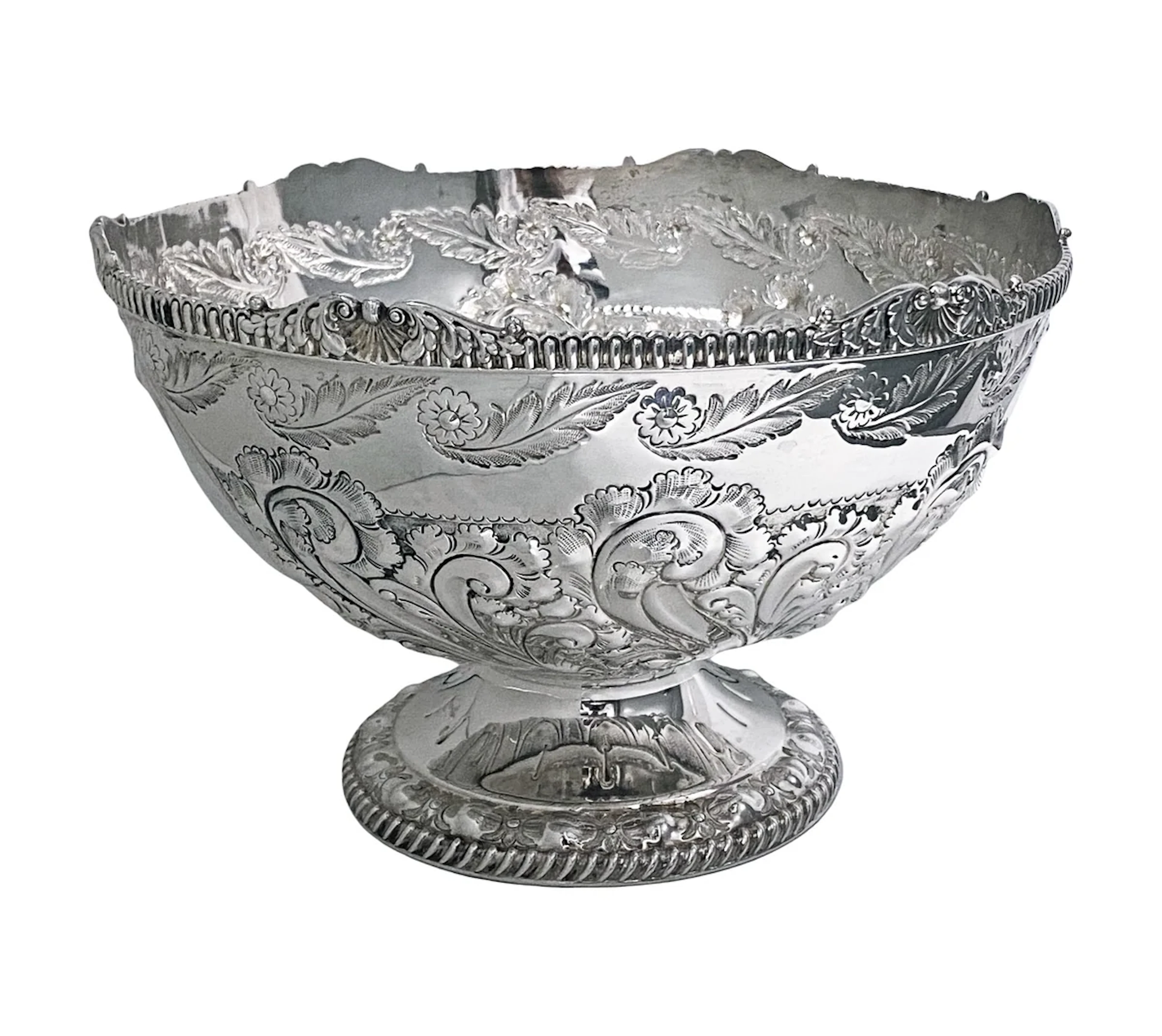 Antique English large Sterling Silver Bowl Sheffield 1895 Atkin Bros