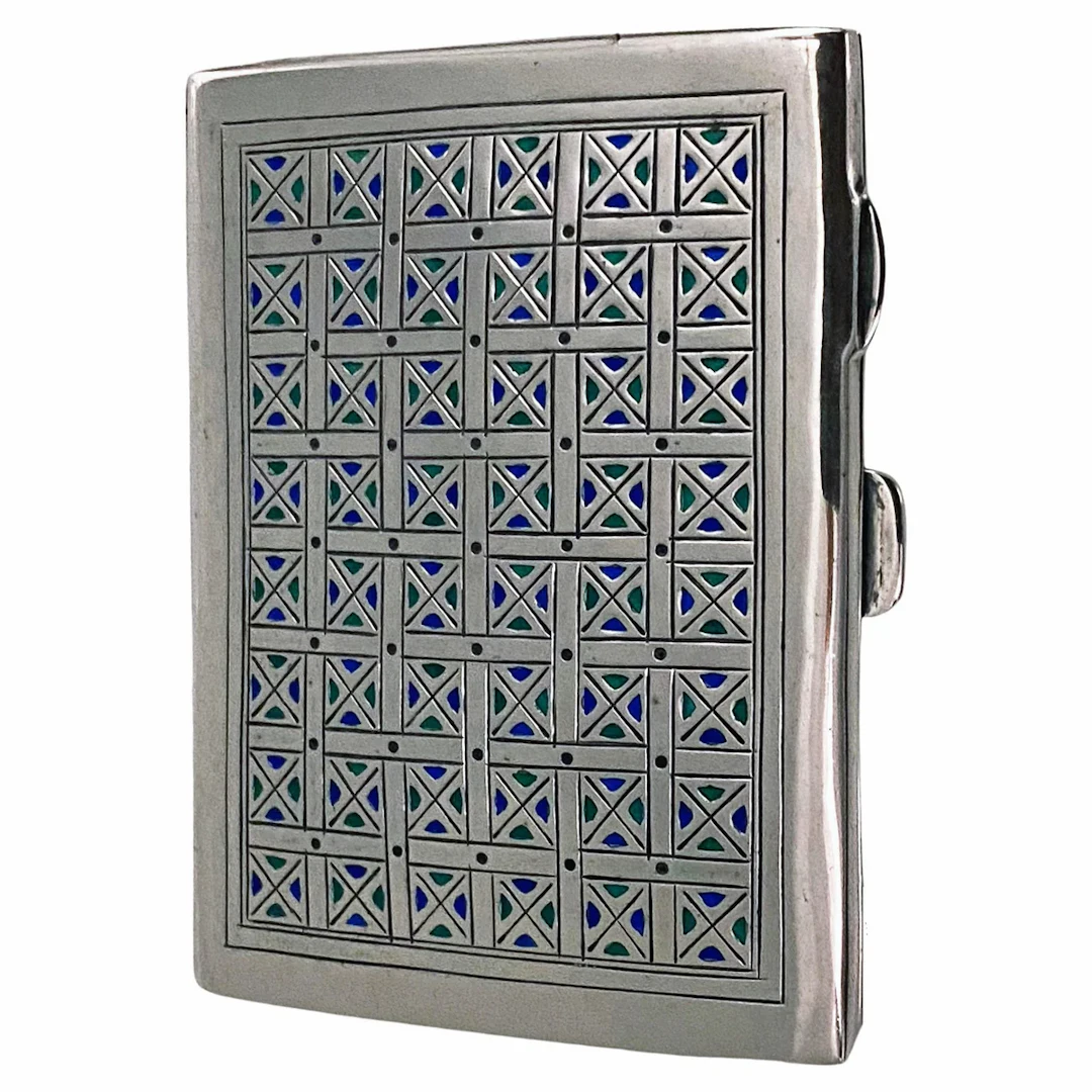 Liberty and Co Enamel Sterling Cigarette Case Box Birmingham 1937