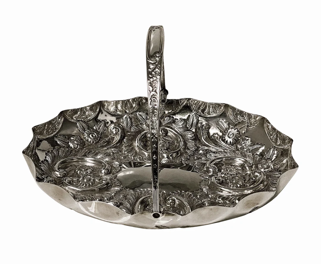 Antique English Sterling Silver Fruit dish basket Birmingham 1902