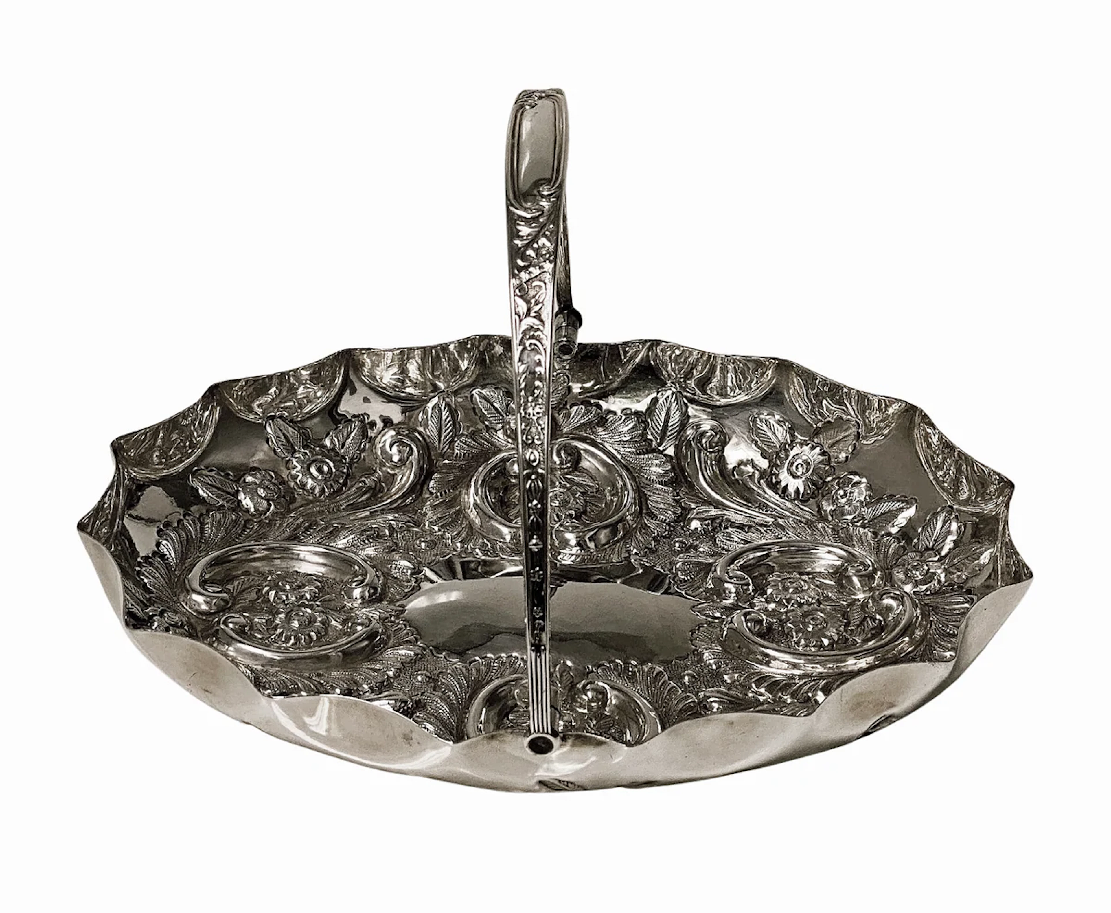 Antique English Sterling Silver Fruit dish basket Birmingham 1902
