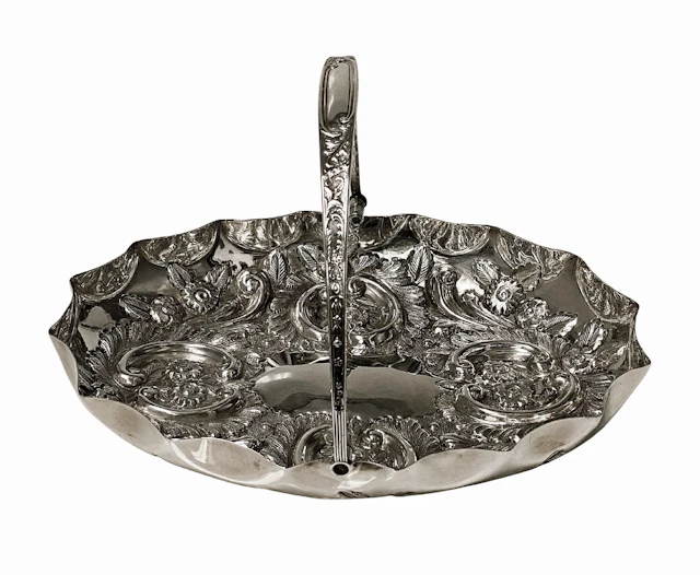 Antique English Sterling Silver Fruit dish basket Birmingham 1902