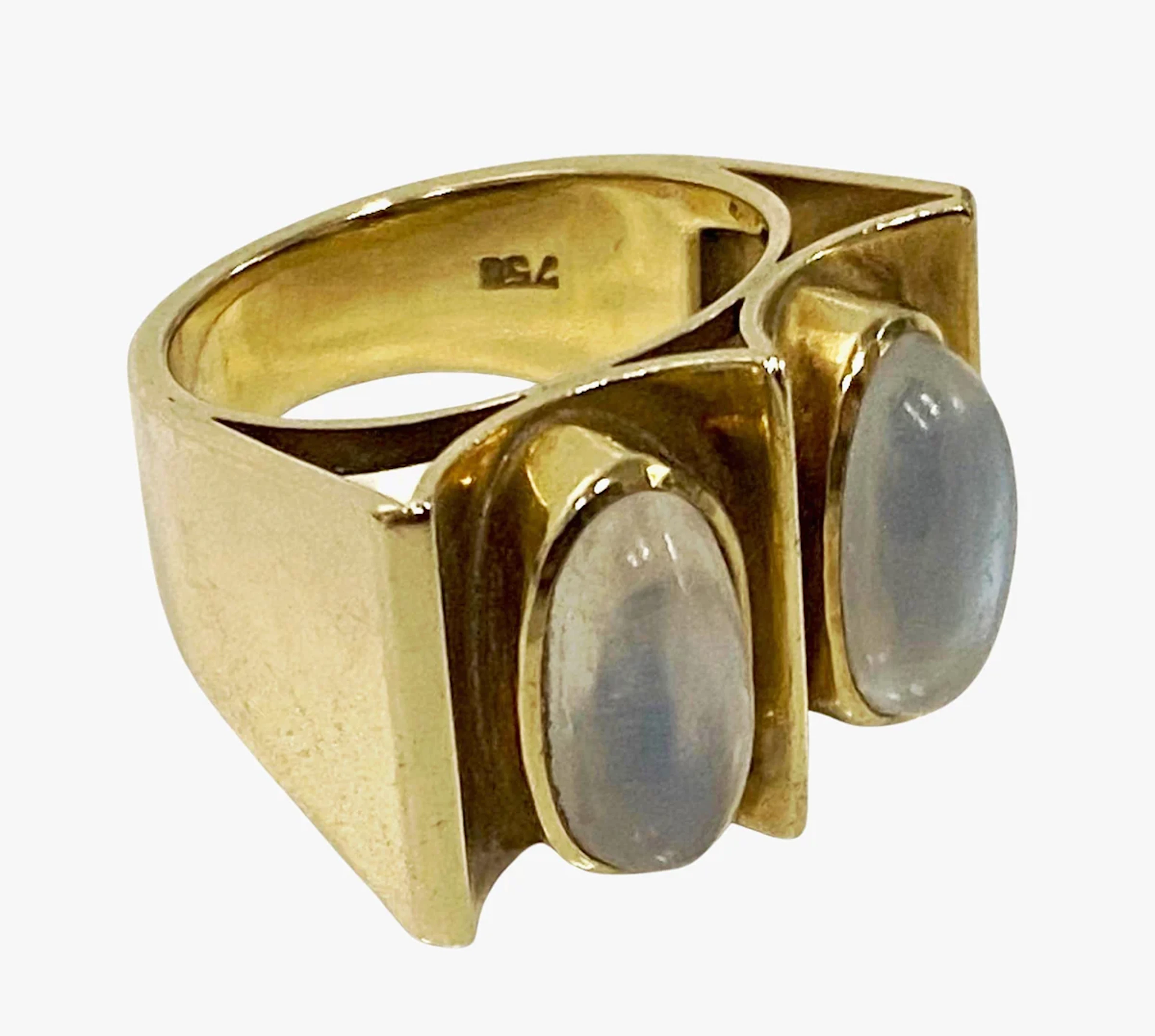1970’s 18K Moonstone Modernism Ring.