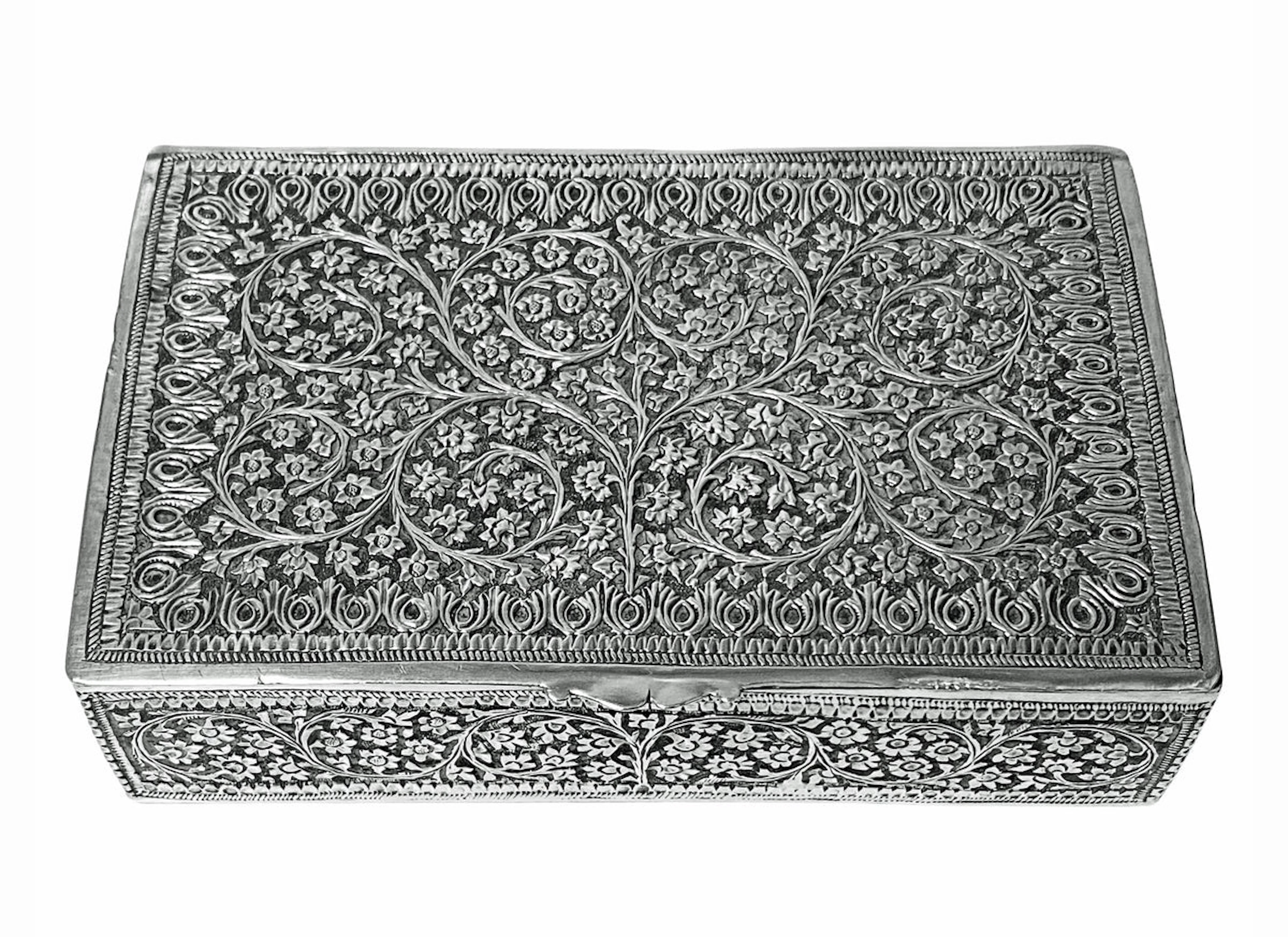 Kashmir Antique Silver Box India circa 1890.