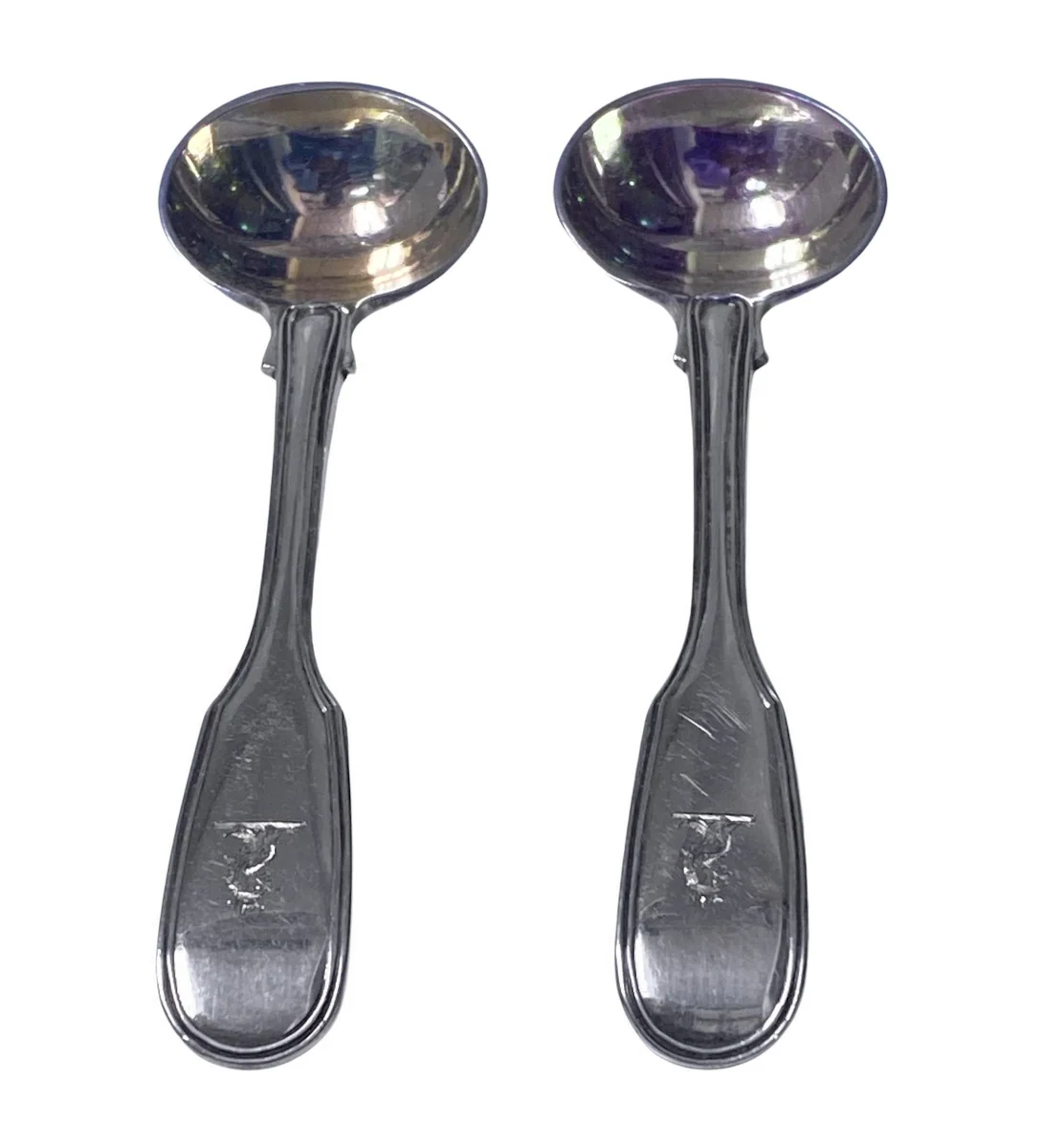 Pair Antique English Silver master Salt Spoons London 1832 Lias Bros