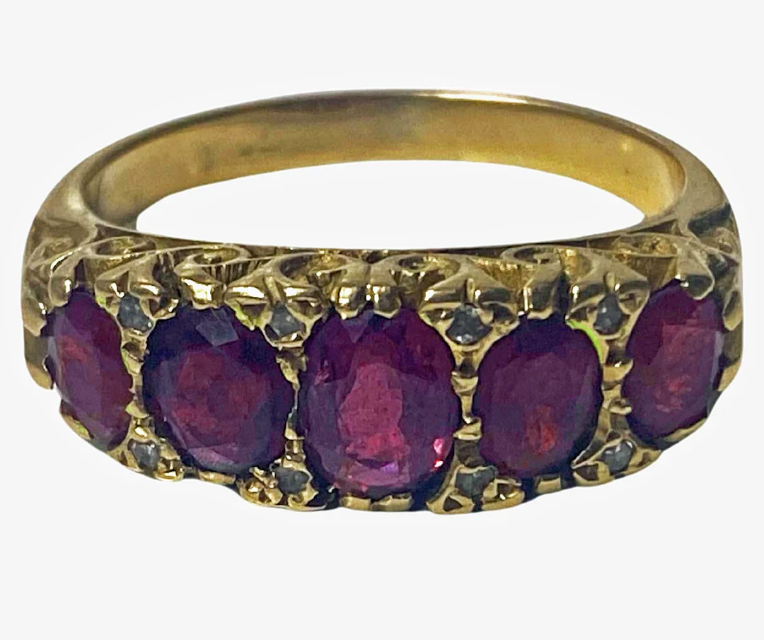 Antique 18K Ruby Ring half hoop C.1890