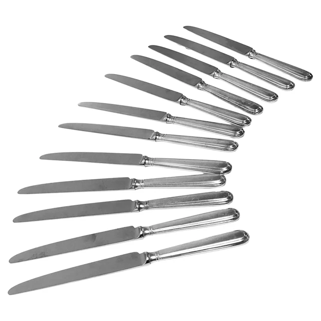 12 Sterling Silver dinner knives Old English Thread pattern