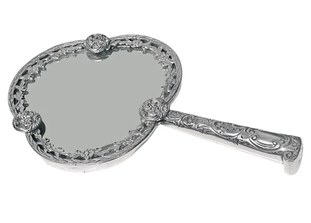 Unusual Antique silver hand mirror London1880 Robert Humphries