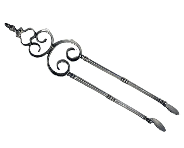 Pair of George 1 Andiron Silver Sugar Nips C.1715