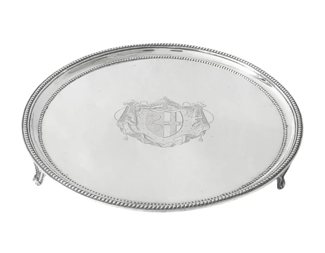 John Scofield Georgian Silver Salver Tray London 1785