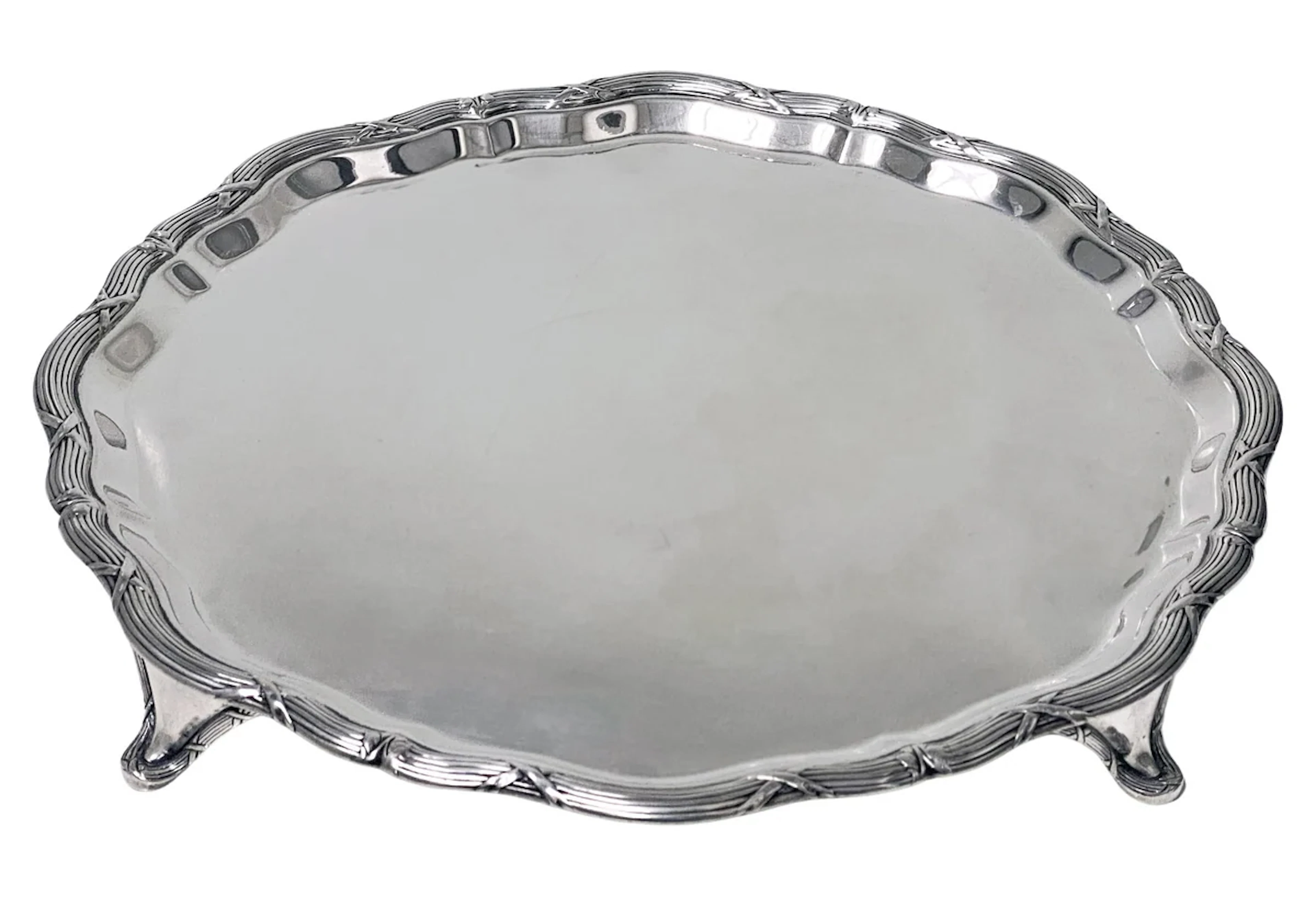 Antique Sterling Silver Salver Tray 1906 by J & J Maxfield Ltd