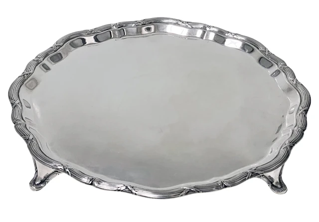 Antique Sterling Silver Salver Tray 1906 by J & J Maxfield Ltd