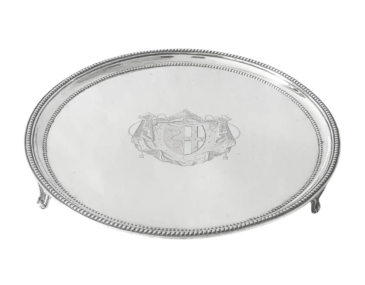 John Scofield Georgian Silver Salver Tray London 1785