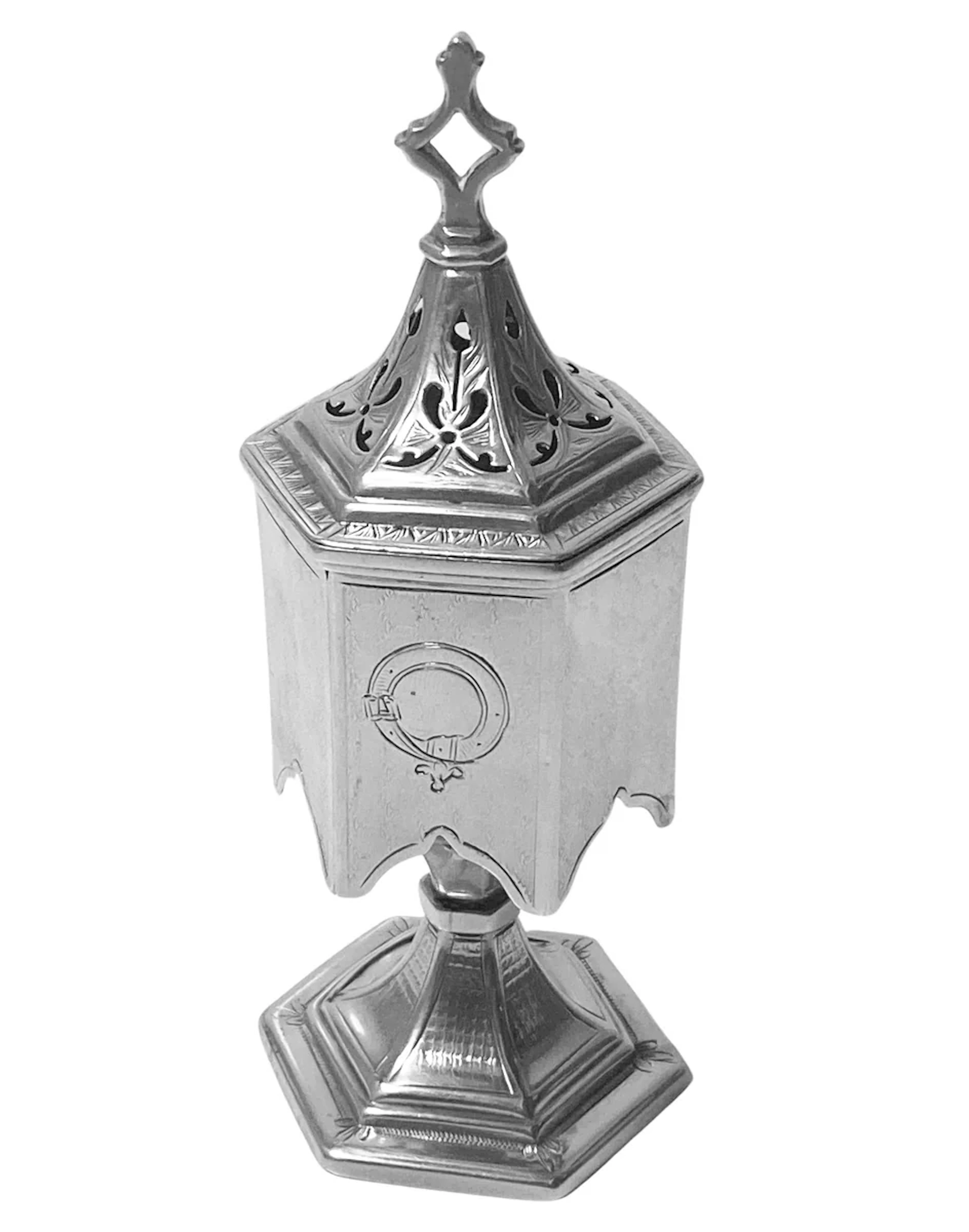 Antique Sterling Silver Pagoda Pepper Castor Birmingham 1859