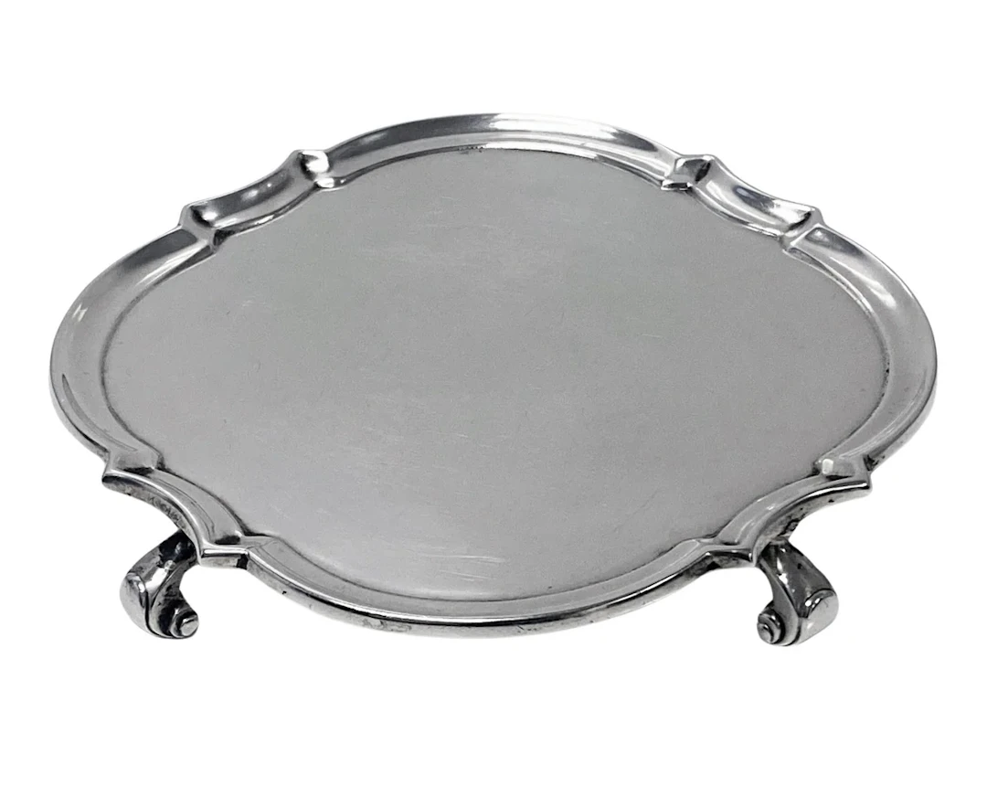 Antique English Britannia Standard Silver Salver Tray Crichton Georgian style
