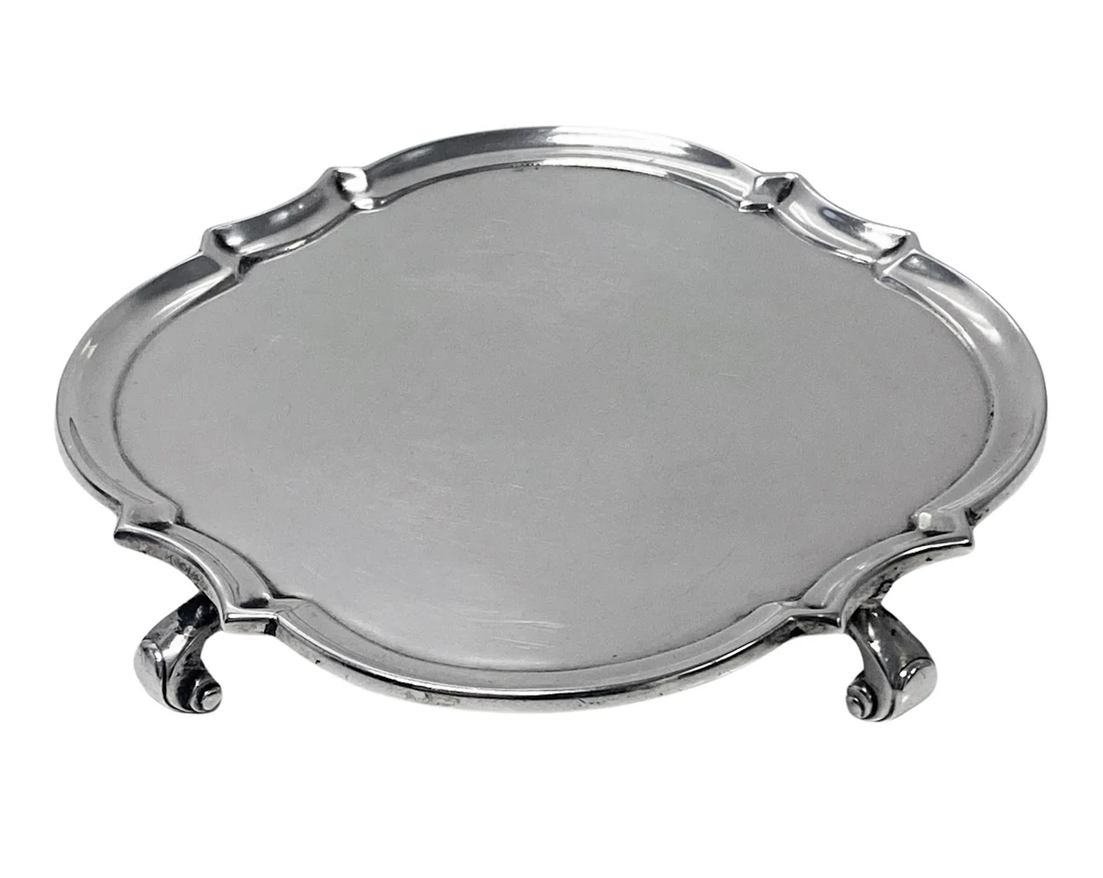 Antique English Britannia Standard Silver Salver Tray Crichton Georgian style