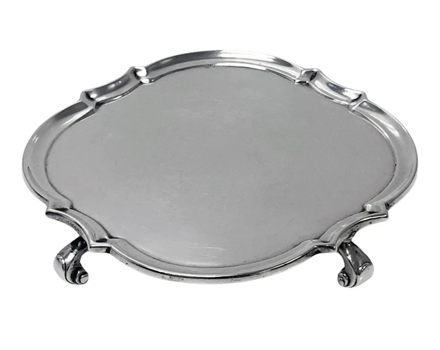 Antique English Britannia Standard Silver Salver Tray Crichton Georgian style
