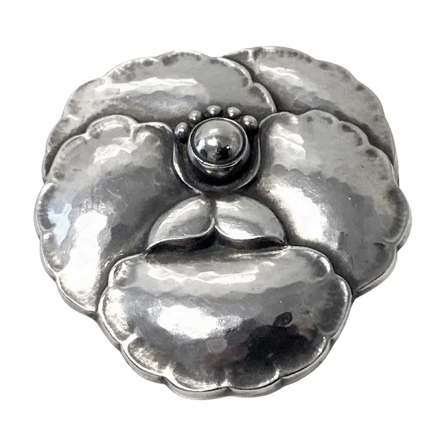 Georg Jensen Sterling Silver Flower Brooch # 113, Denmark 1933-44