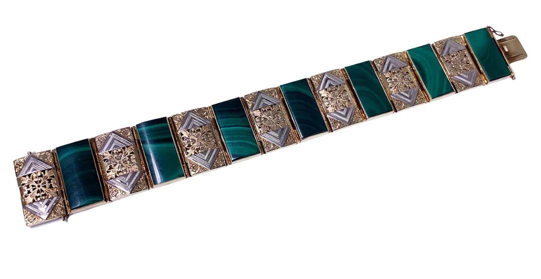 Gold and Malachite Bracelet Austria C.1970