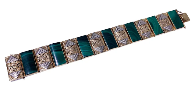 Gold and Malachite Bracelet Austria C.1970