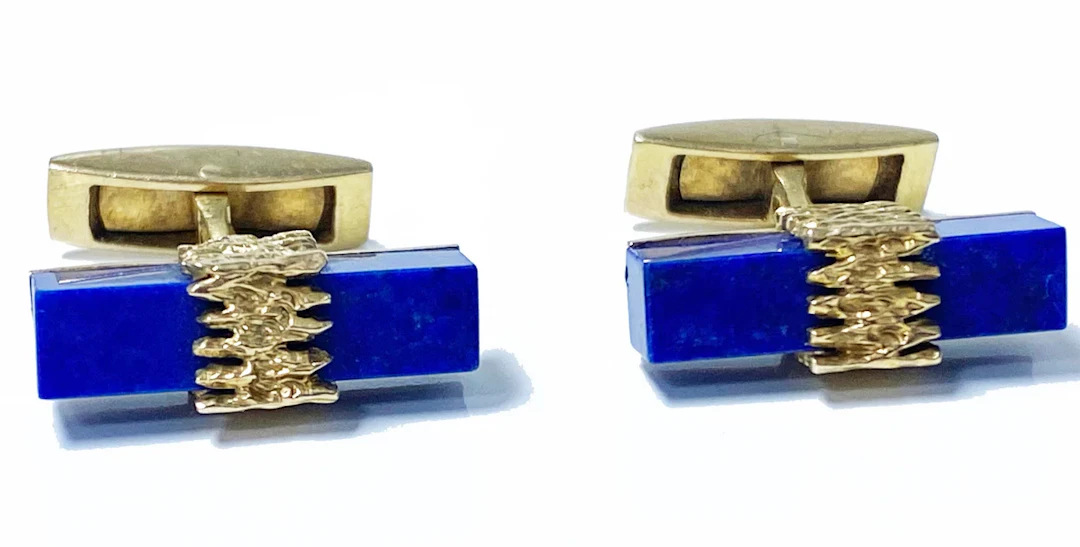 1970's Lapis Gold Cufflinks