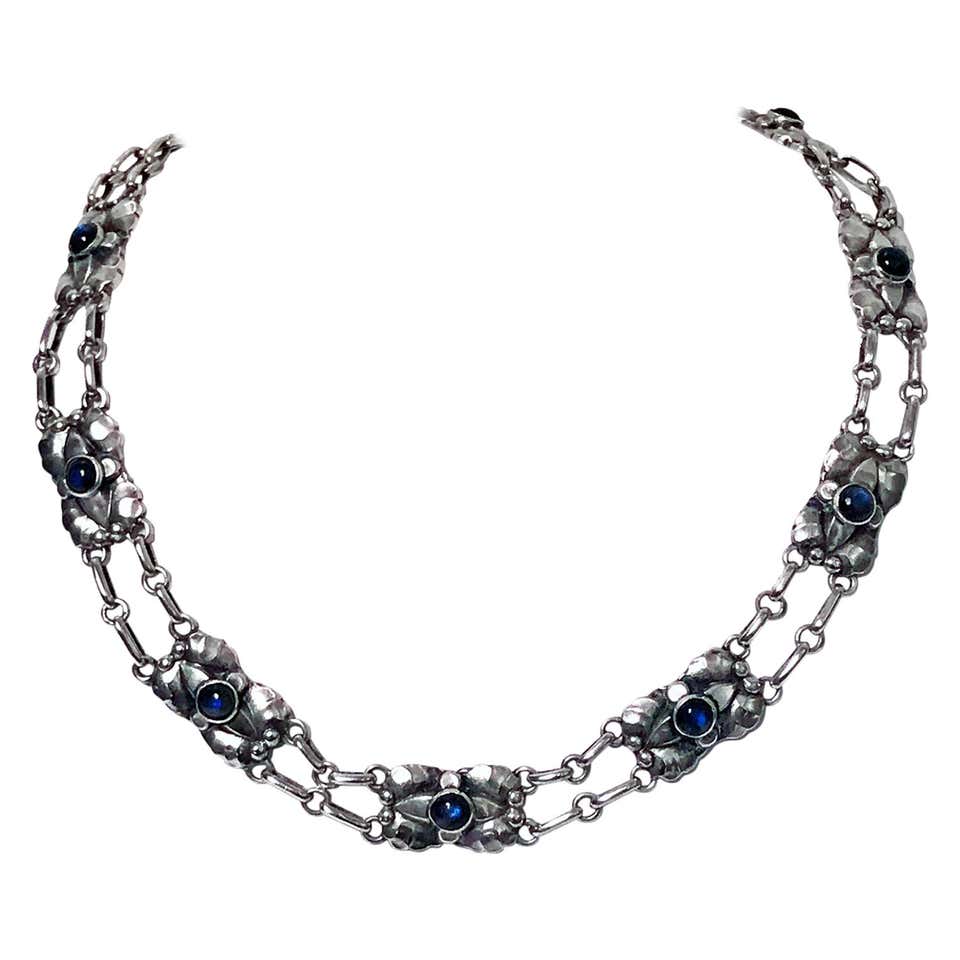 Georg Jensen Silver Labradorite Necklace circa 1915-1930 No 2