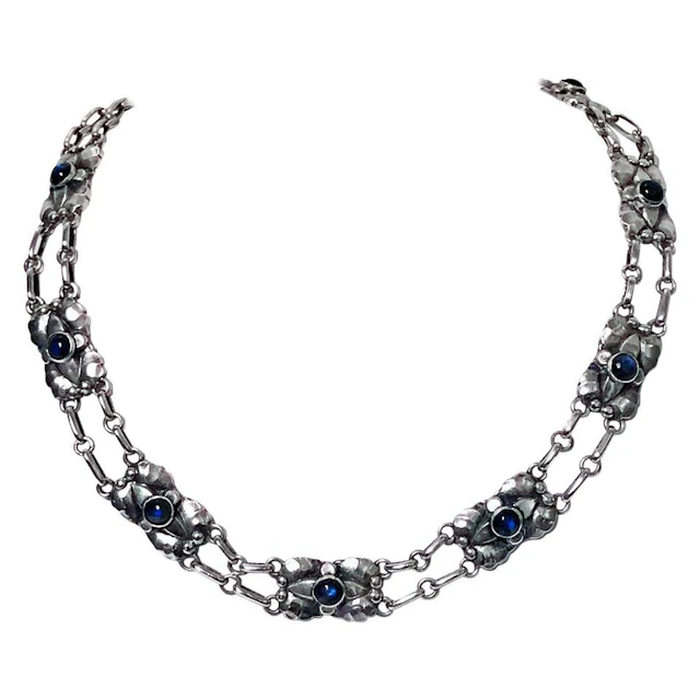 Georg Jensen Silver Labradorite Necklace circa 1915-1930 No 2