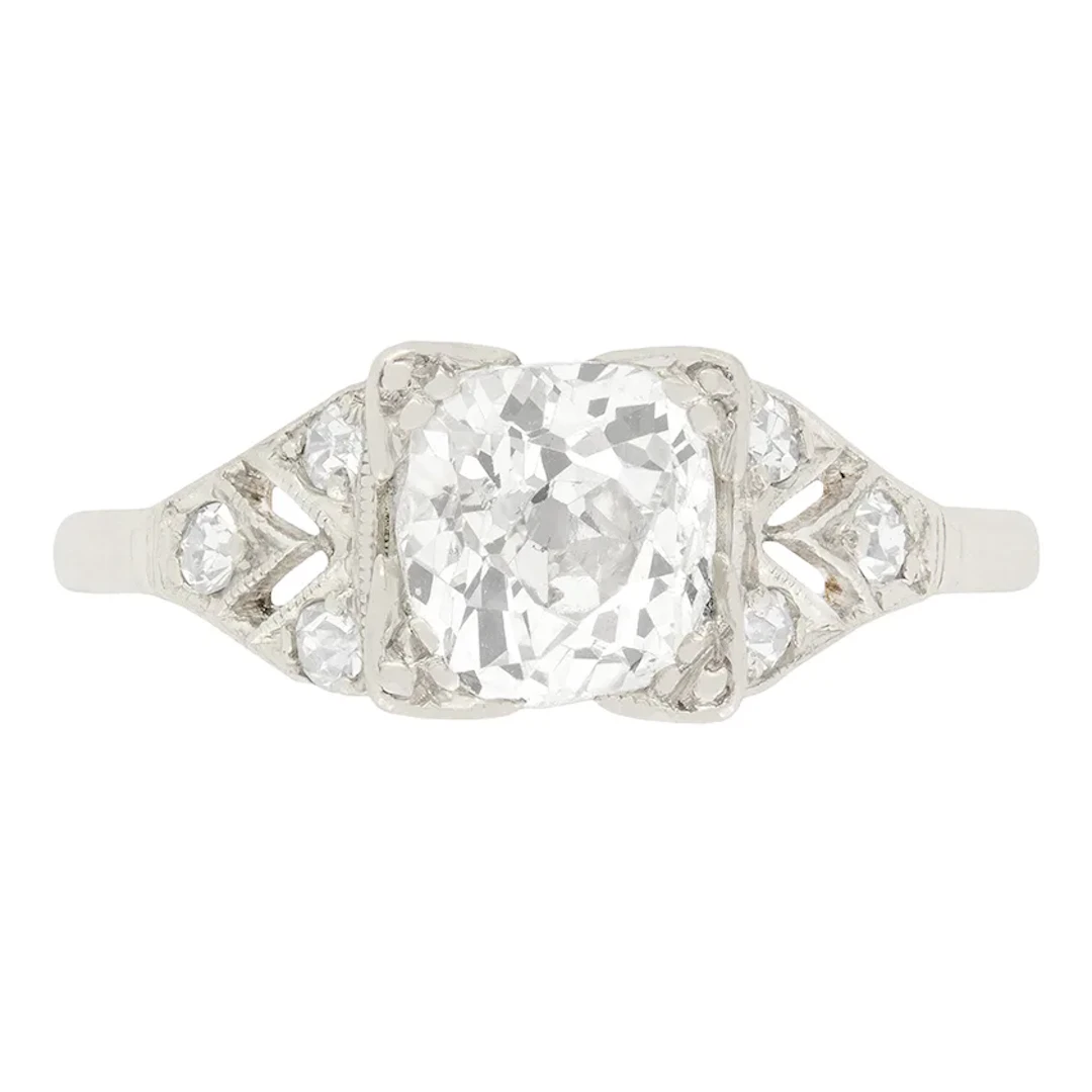 Art Deco 0.82ct Diamond Solitaire Ring, c.1920s