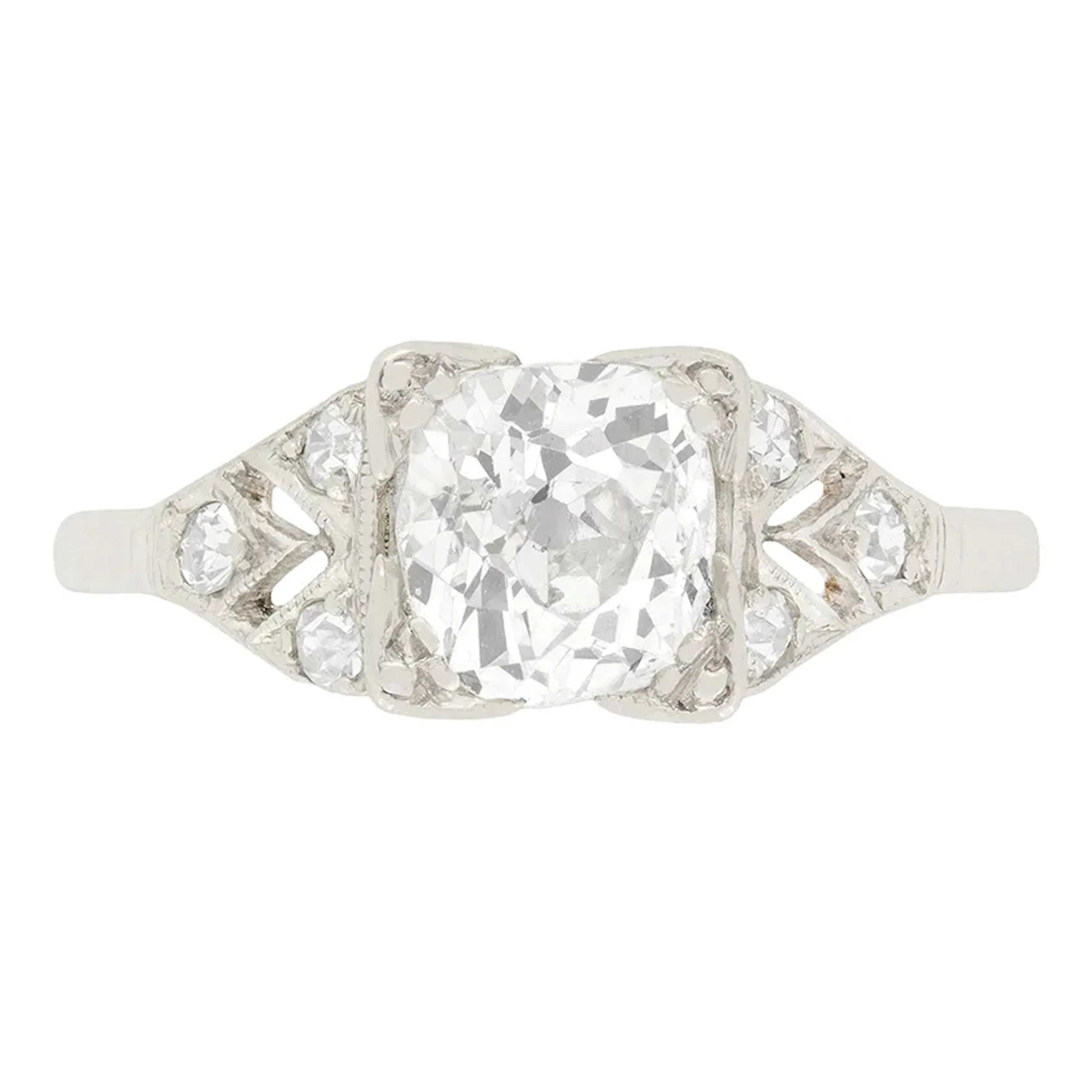 Art Deco 0.82ct Diamond Solitaire Ring, c.1920s