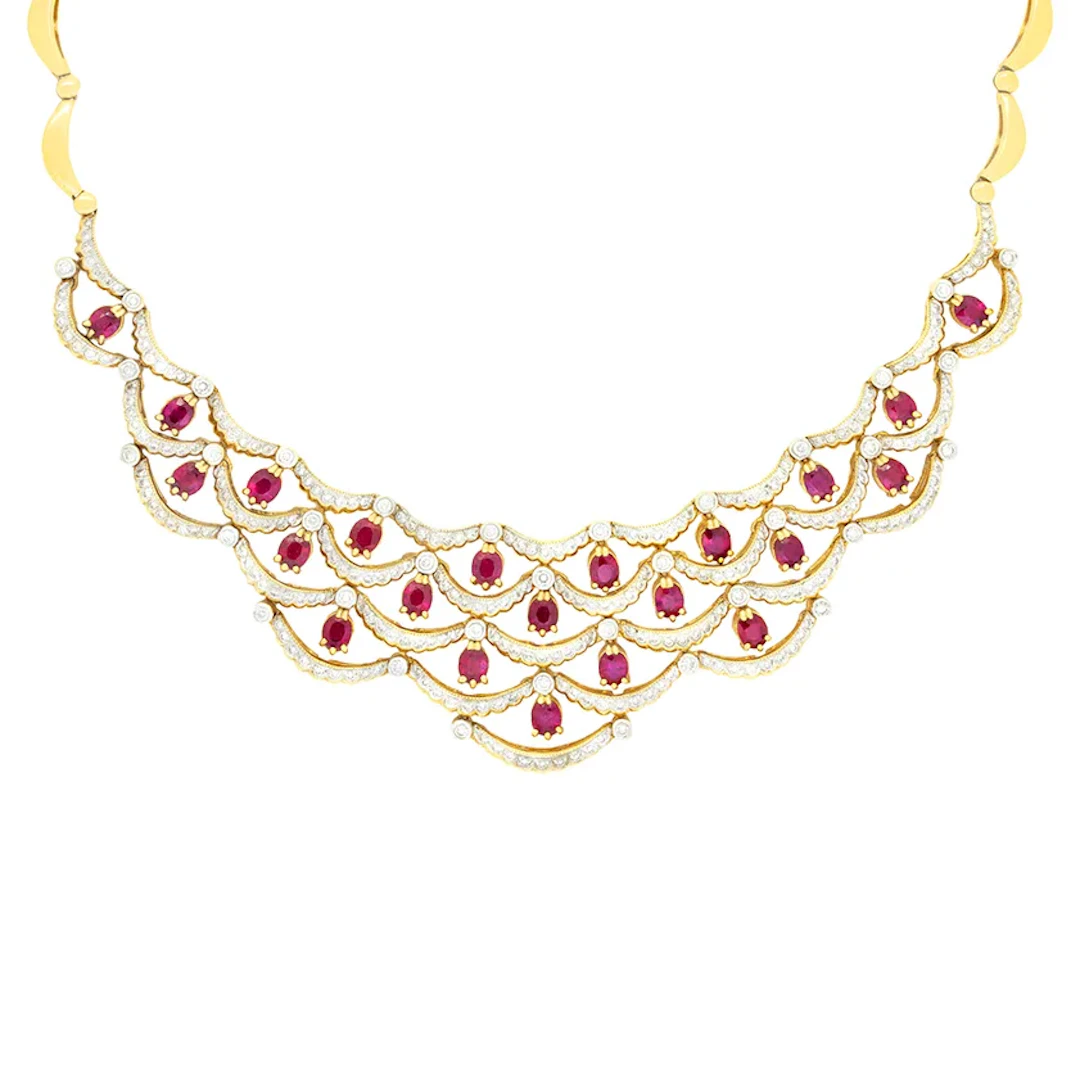 Vintage 6.60ct Ruby and Diamond Necklace, c.1980s