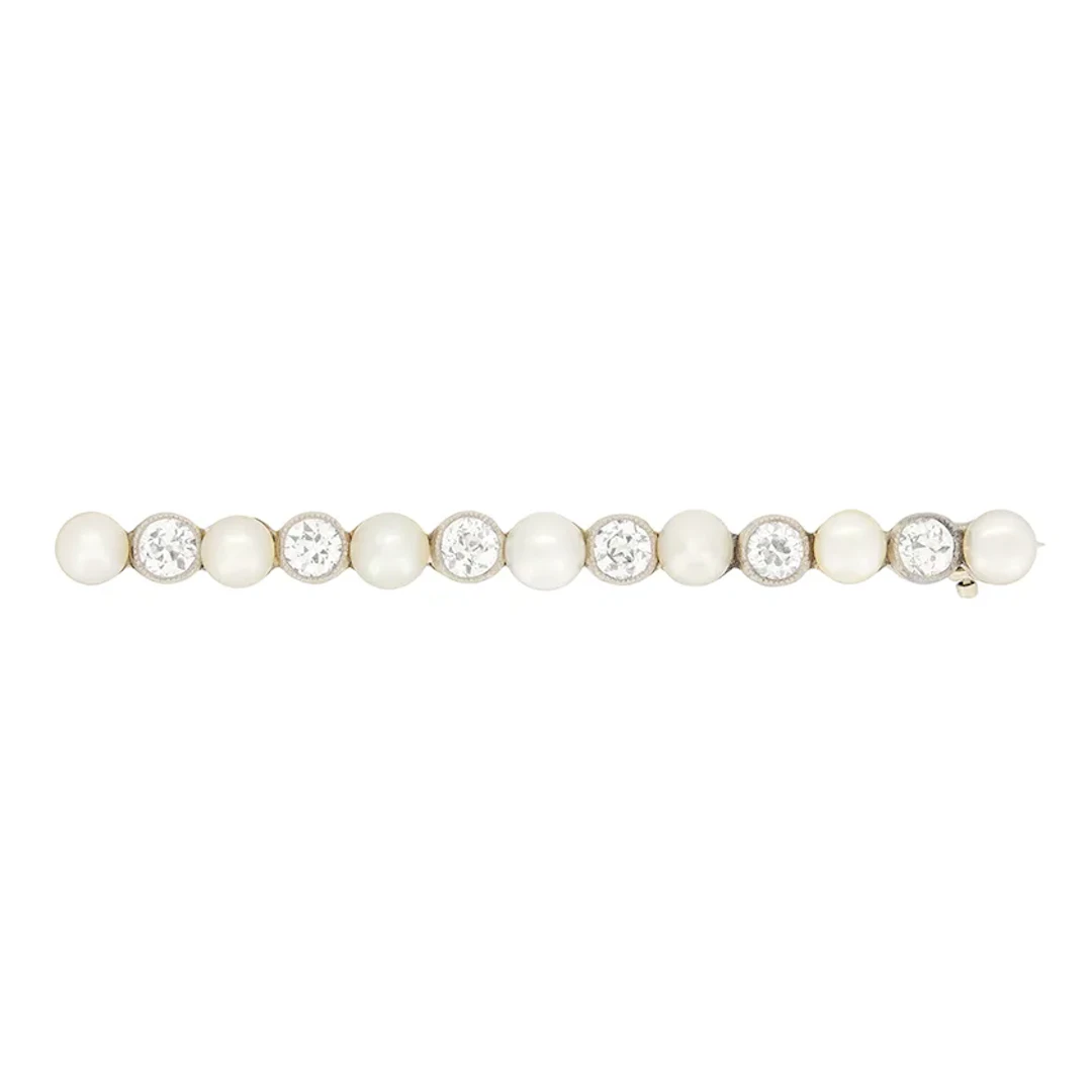 Antique Pearl and Diamond Brooch, c.1930s